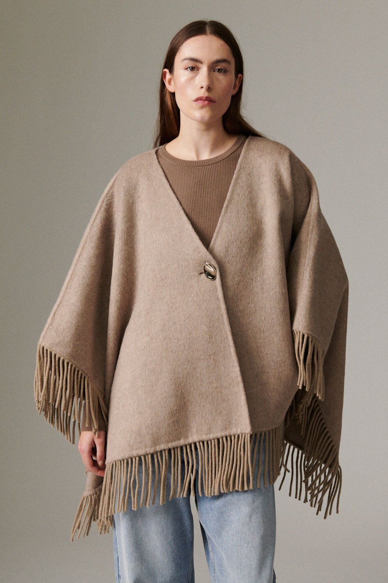 Sybil poncho - Beige Melange