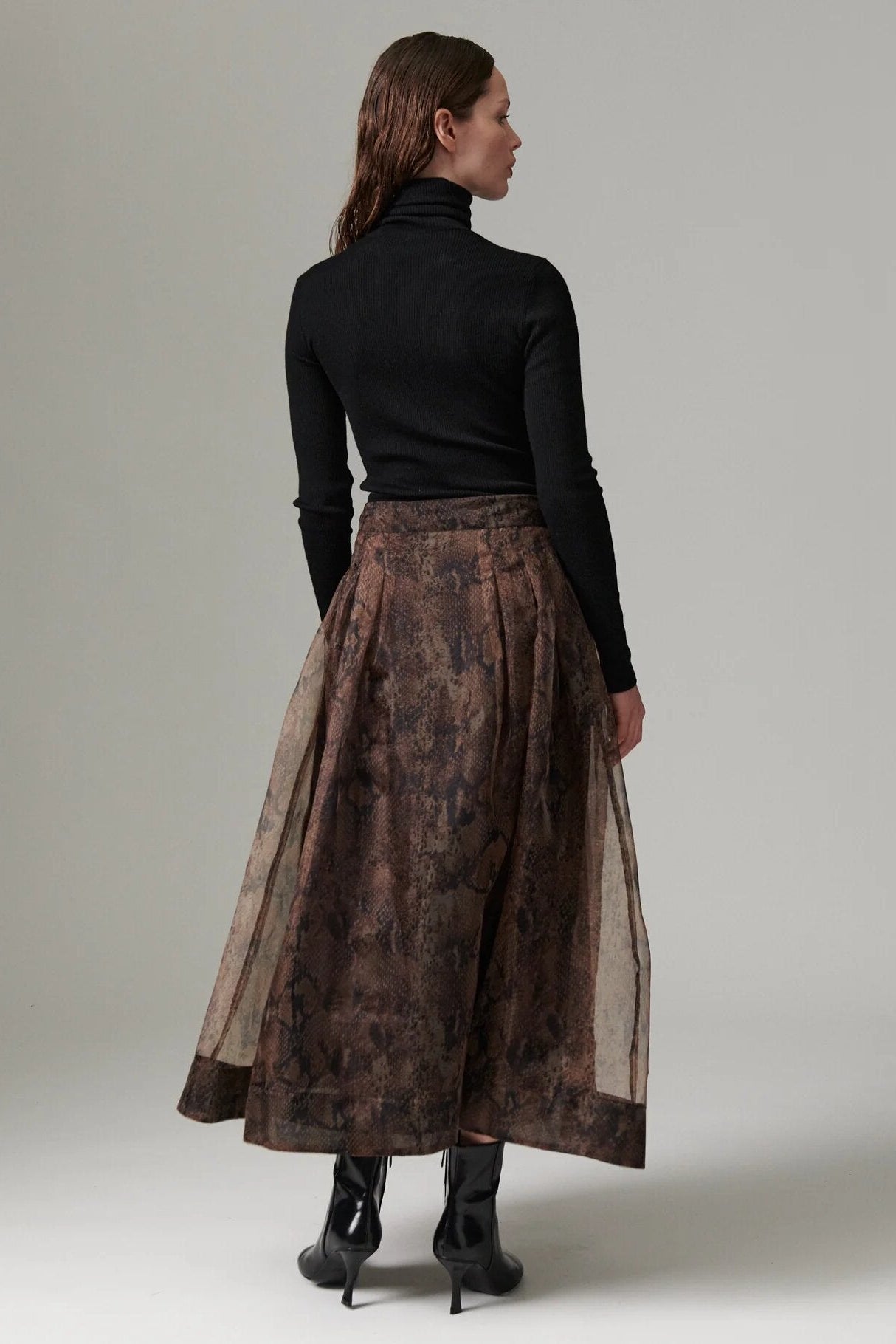 Chai Organza nederdel - Brown Snakey