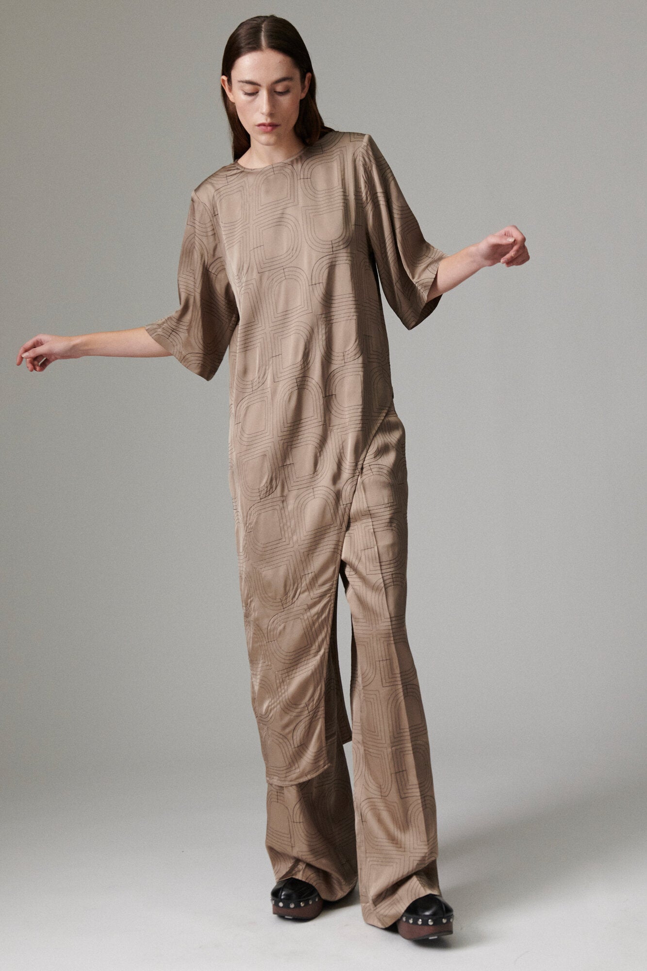 Lolly Fluid Viscose Stitch t-shirt - 181112 Walnut