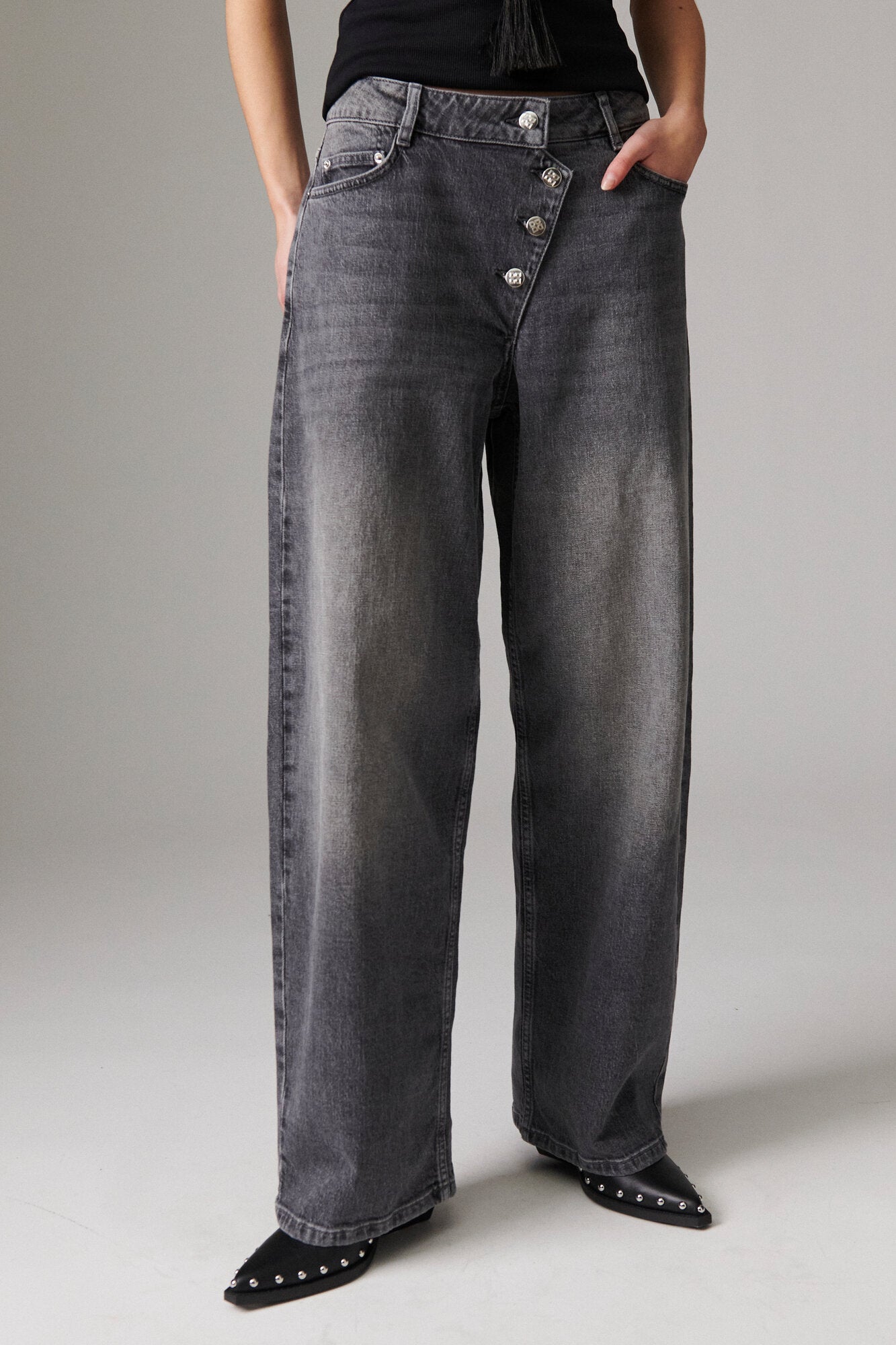 Andi Assymetric jeans - 500182 LIGHT GREY