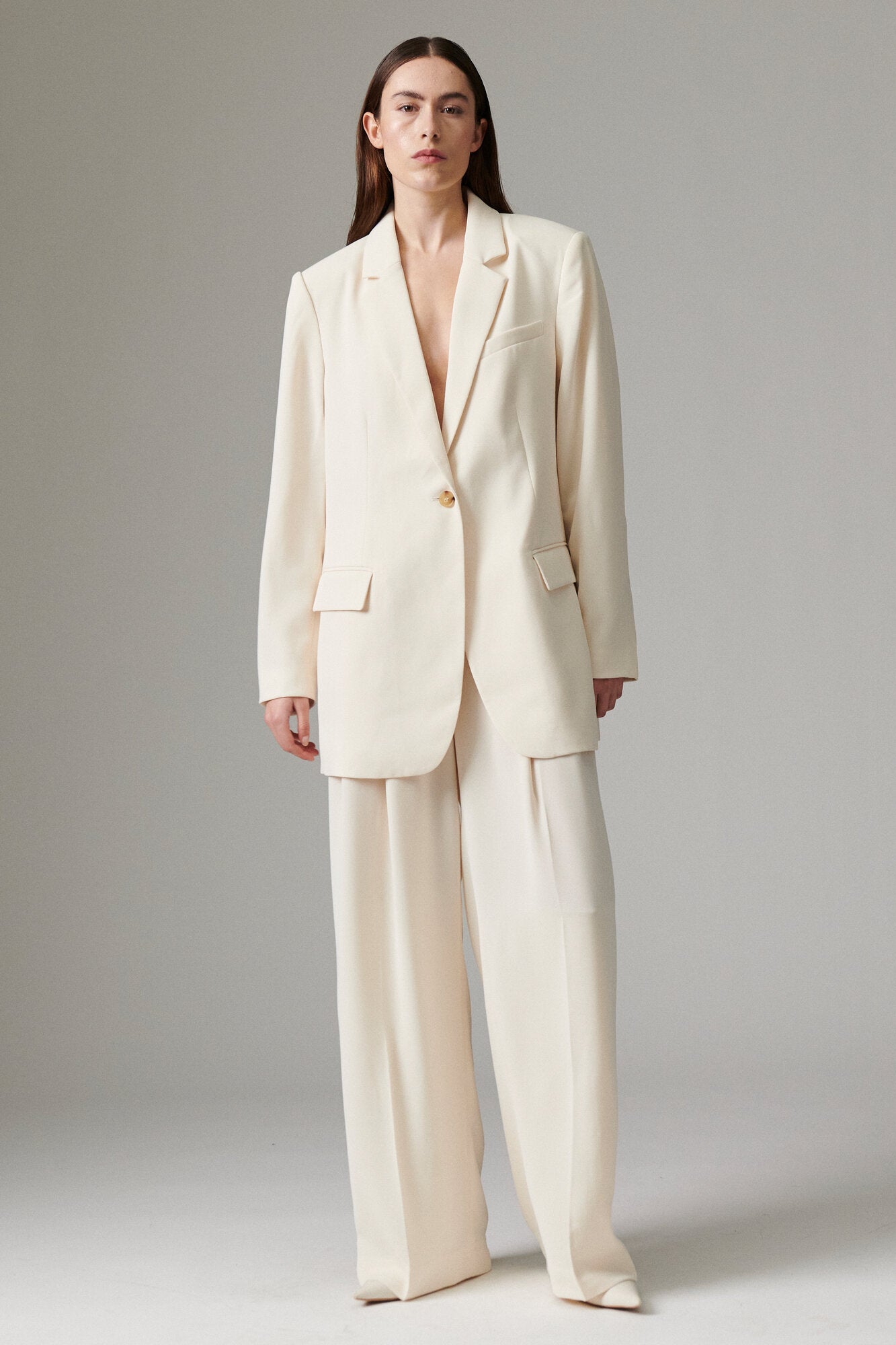 Elton Classic Garbardine blazer - Ivory Shade