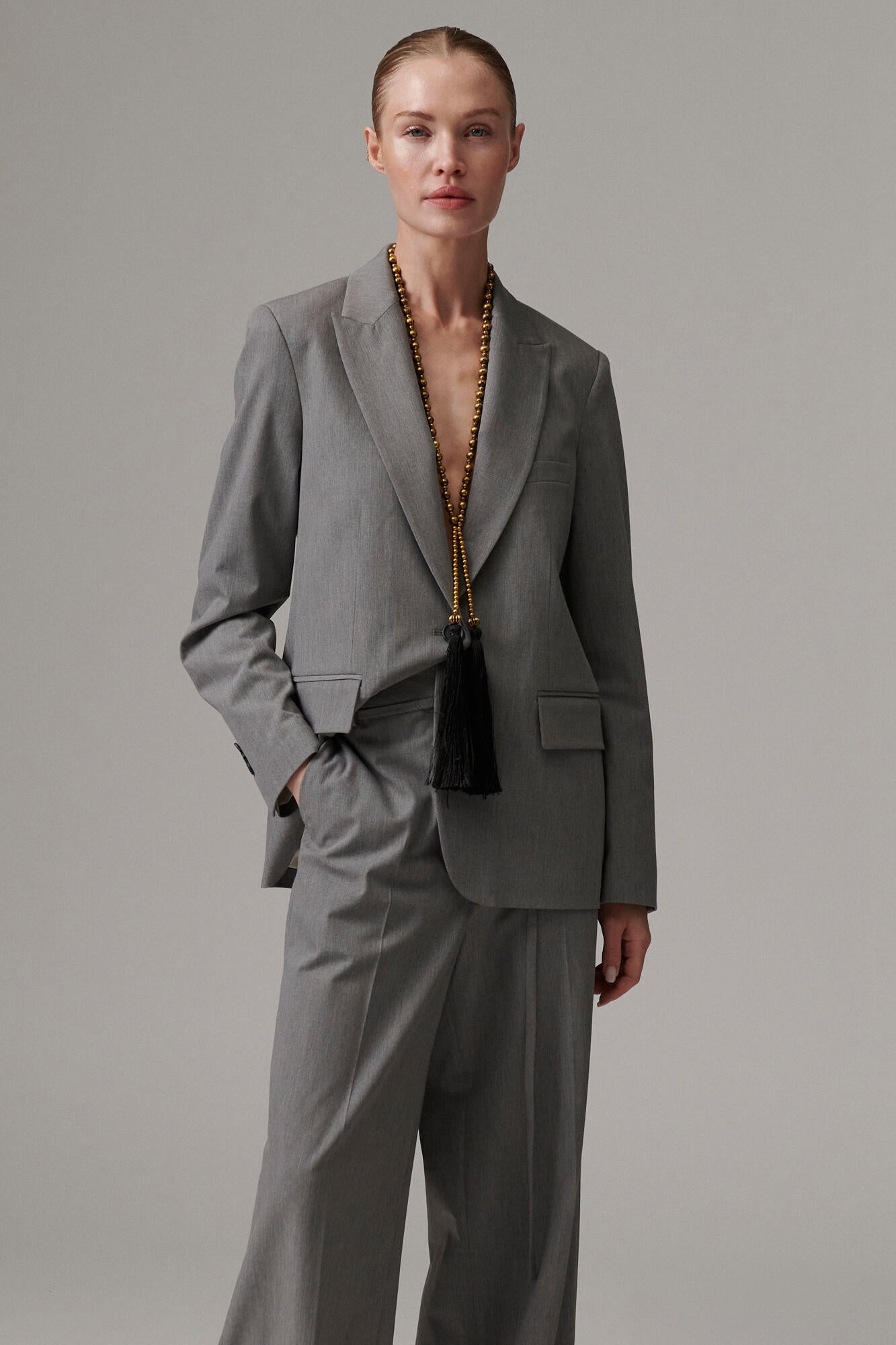 Elton Classic Gab blazer - 500006 Medium Grey Melange