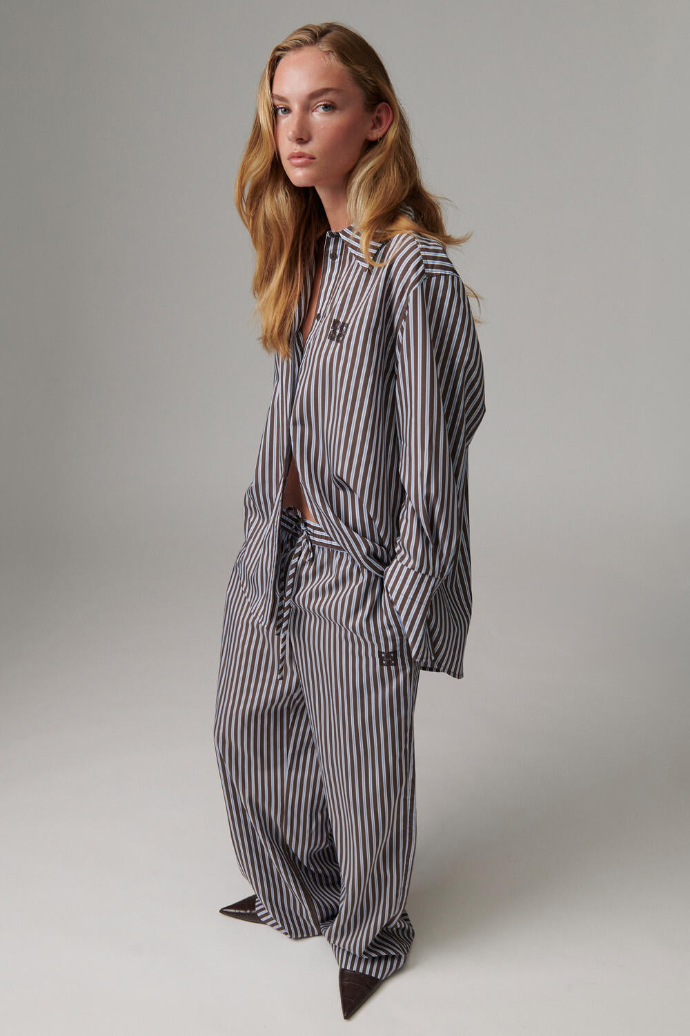 Zoe - Ligne skjorte – Brown Stripe
