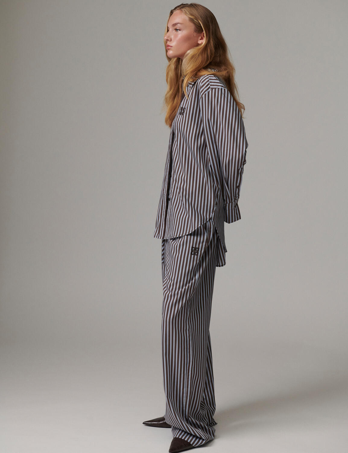 Zoe - Ligne skjorte – Brown Stripe