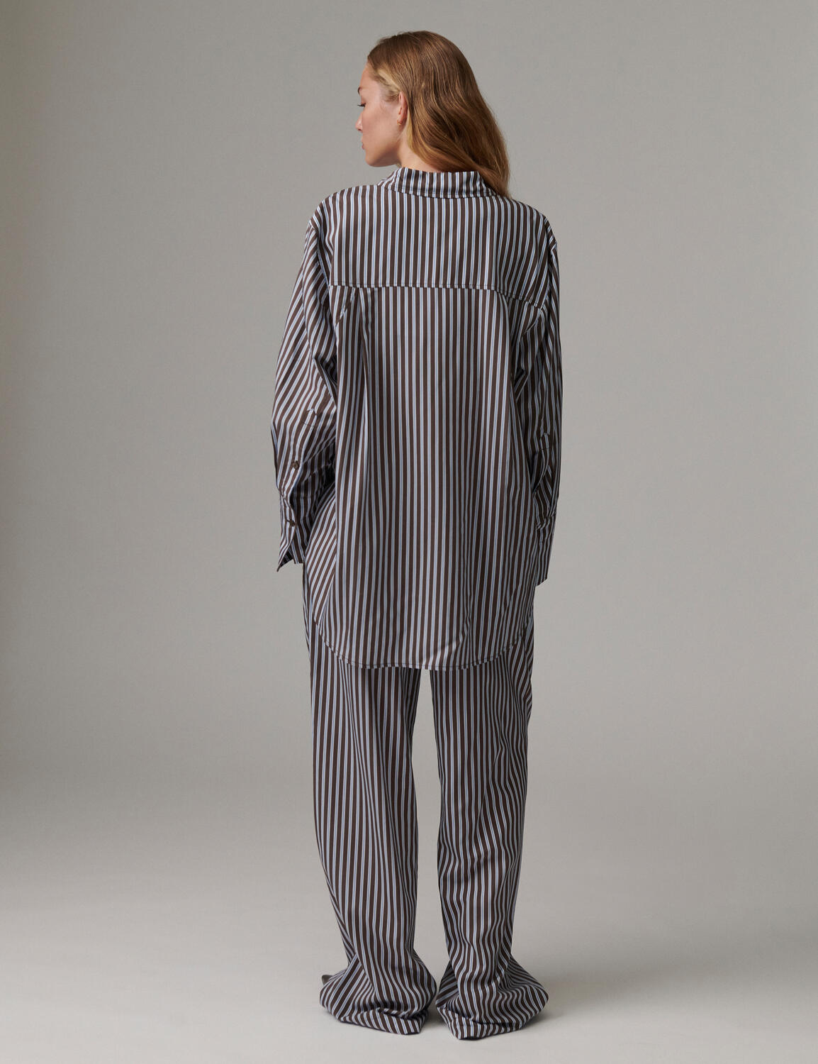 Zoe - Ligne skjorte – Brown Stripe