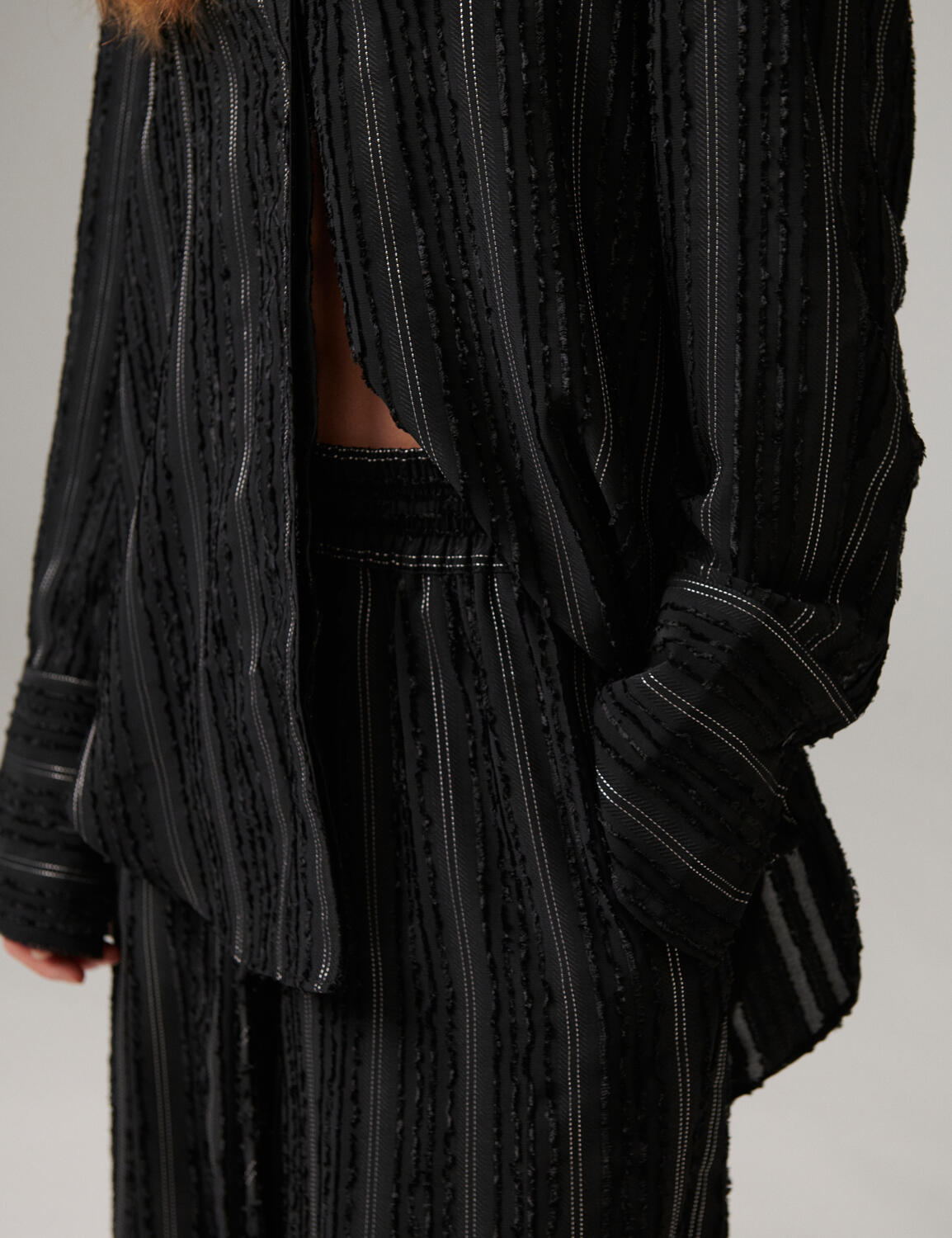 Zoe Raw Stripes skjorte – Black