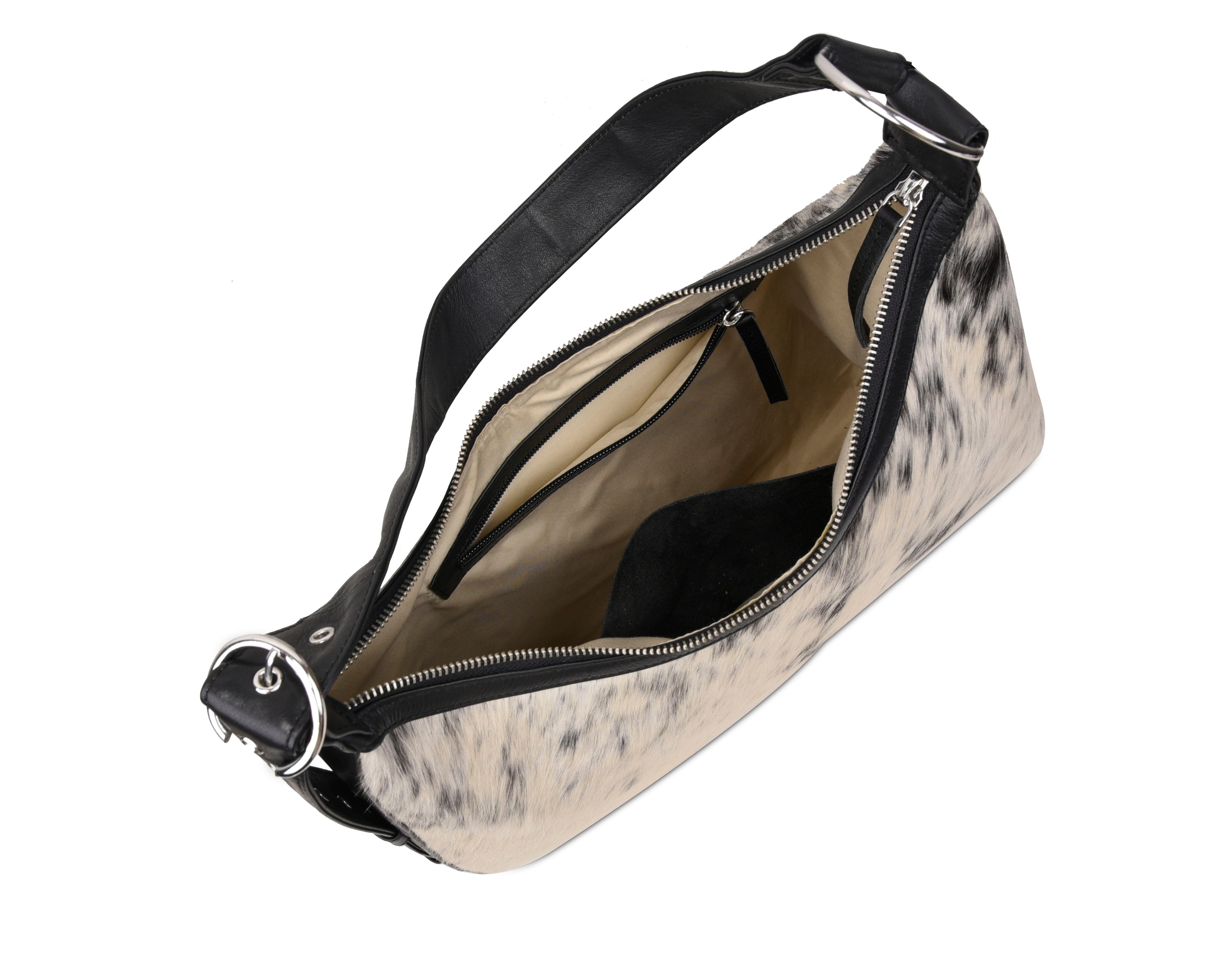 Oda skuldertaske - koprint sort/hvid