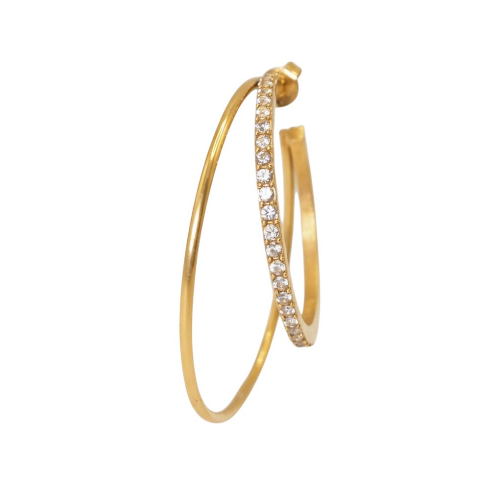 Double Olympia hoop with Stones - forgyldt