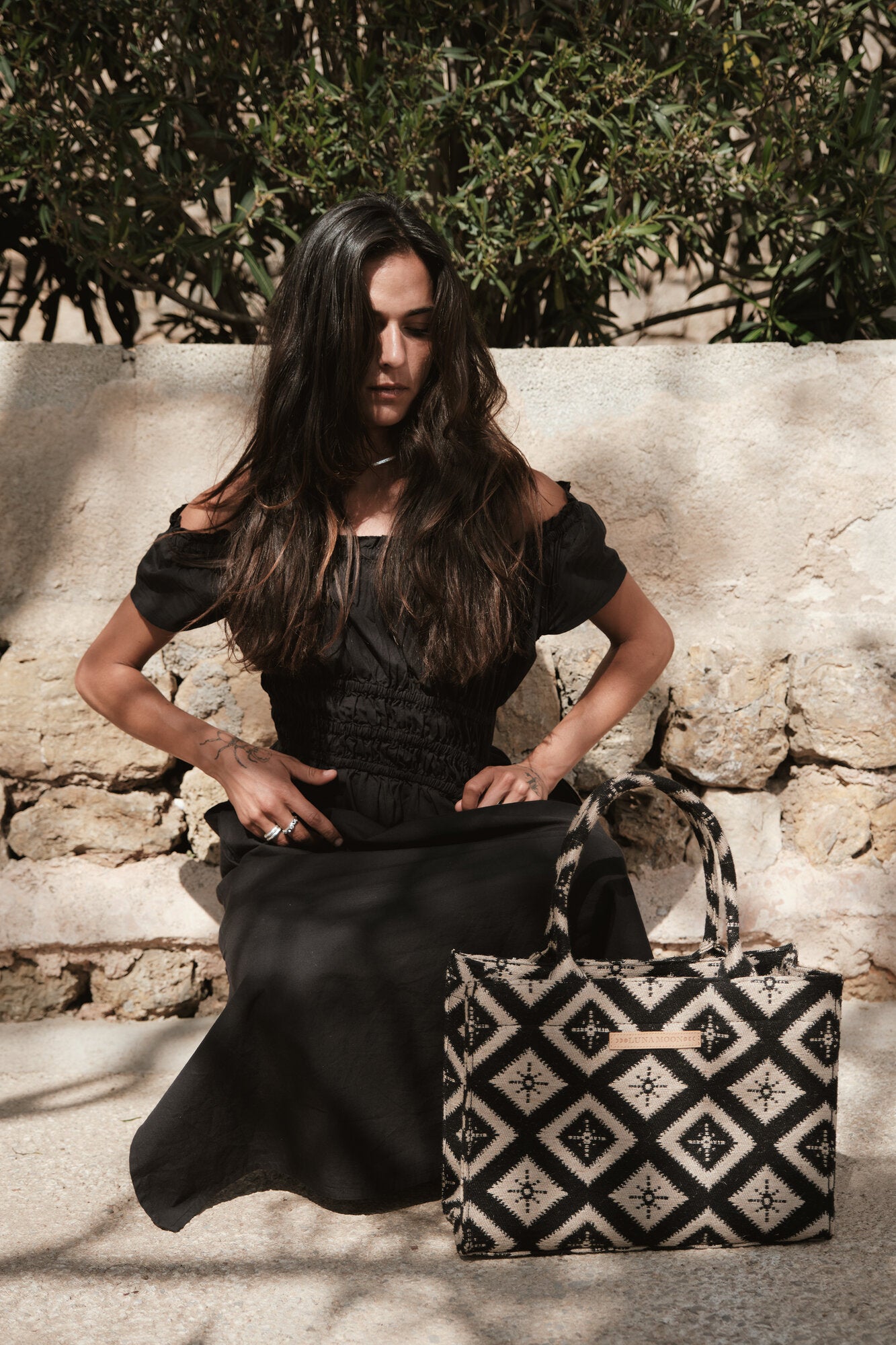 Rue Rivoli shopper, mellem - sort