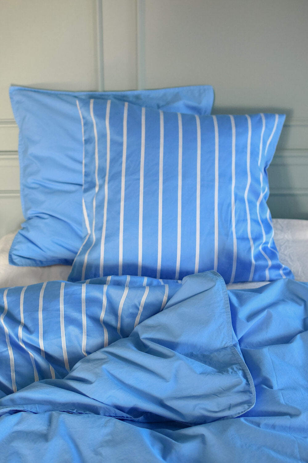 Pin Stripe Single sengesæt - blå