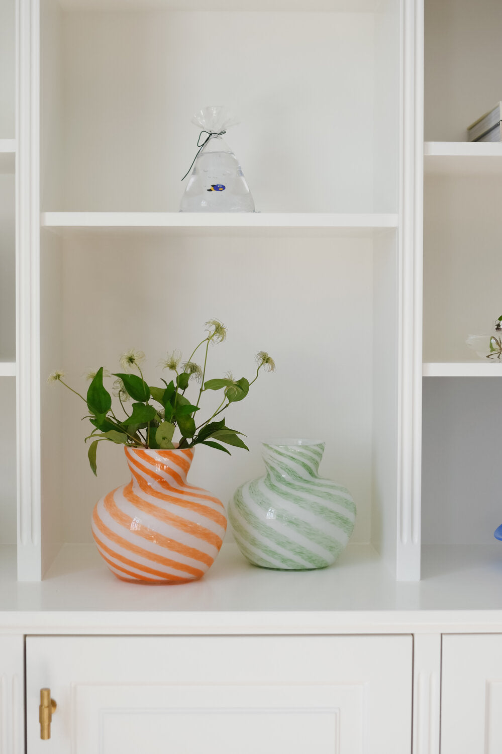 Rokoko stribet vase, orange - H18cm