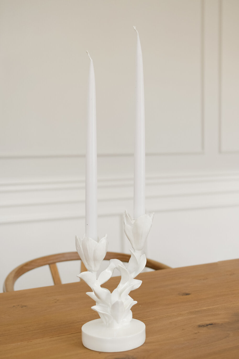 Magnolia Lysestage, hvid - H25 cm