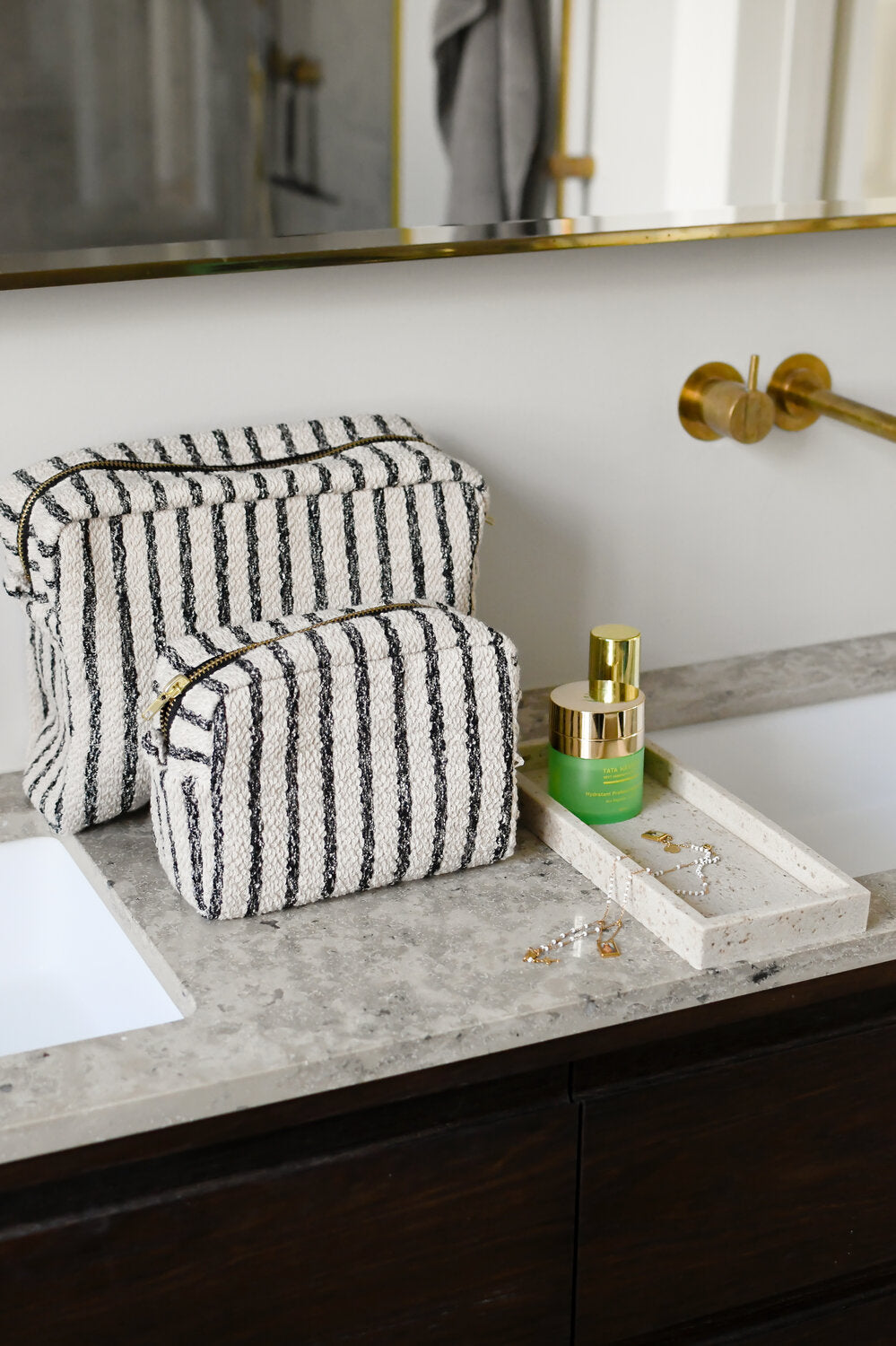 Makeup taske, Strib - 12x20 cm