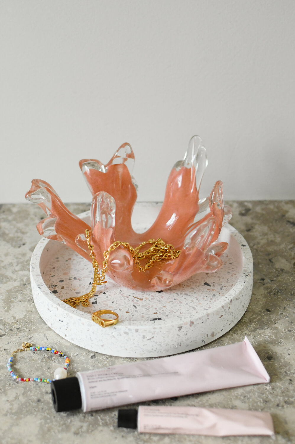 Glas koral, lys orange, 17,5x12 cm