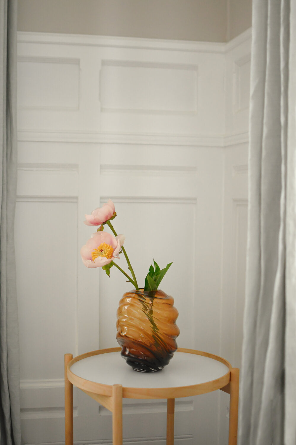 Vase med bølger, brun - H25cm