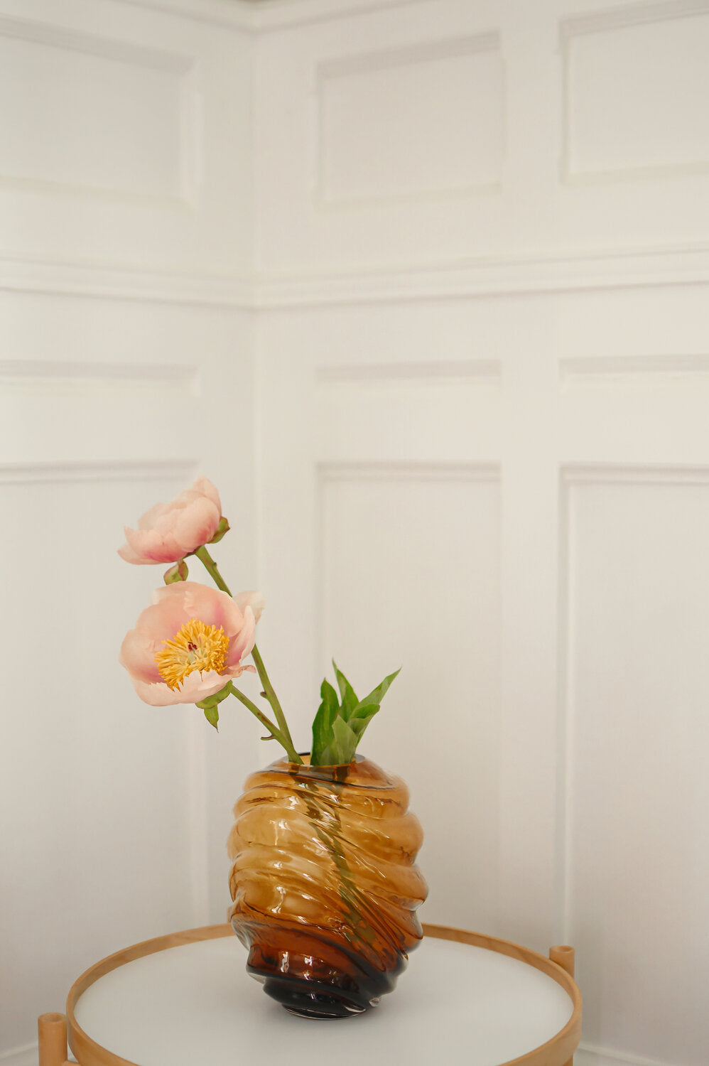 Vase med bølger, brun - H25cm