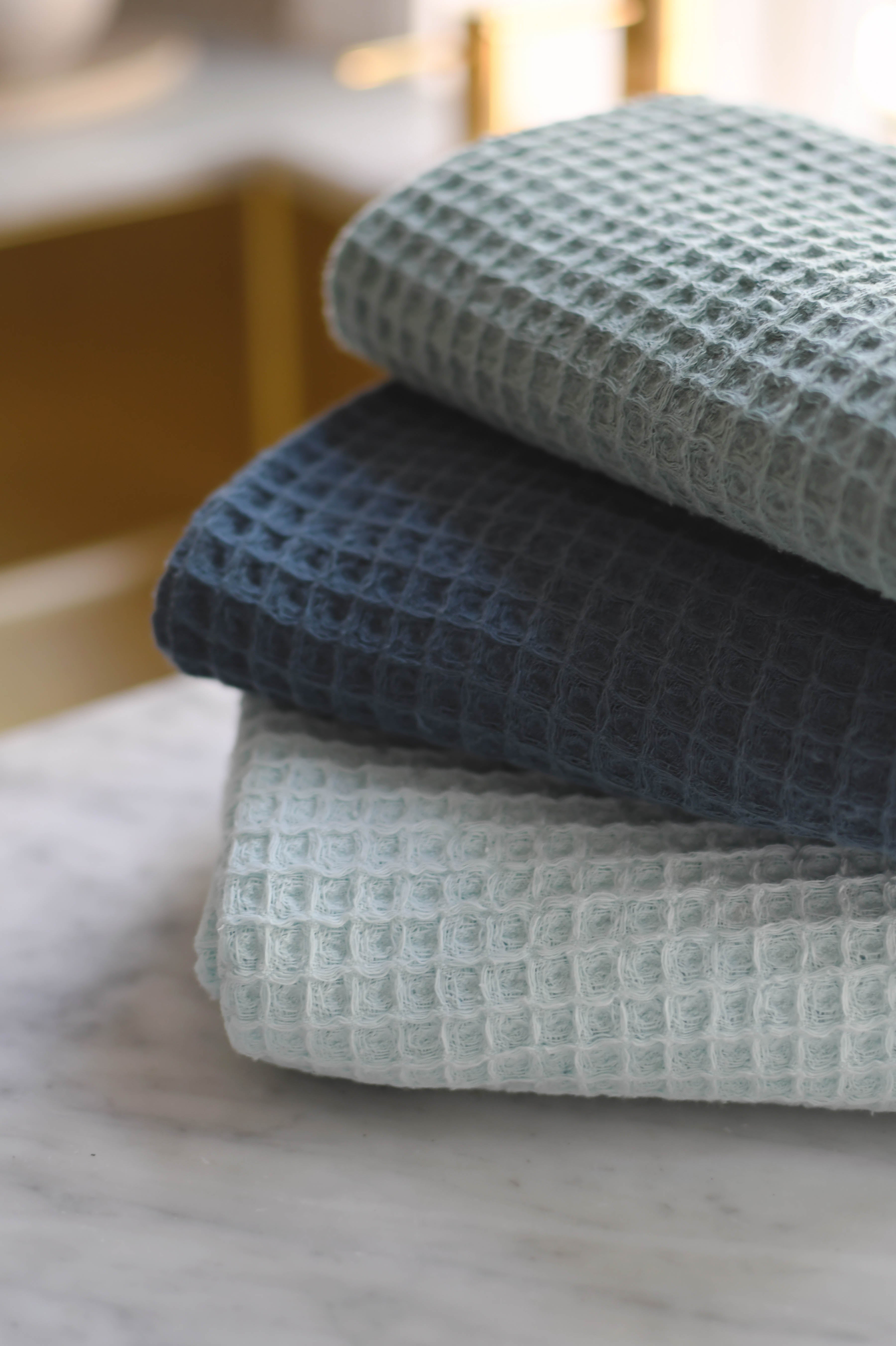 Waffle viskestykke, lyseblå - 50x70 cm.