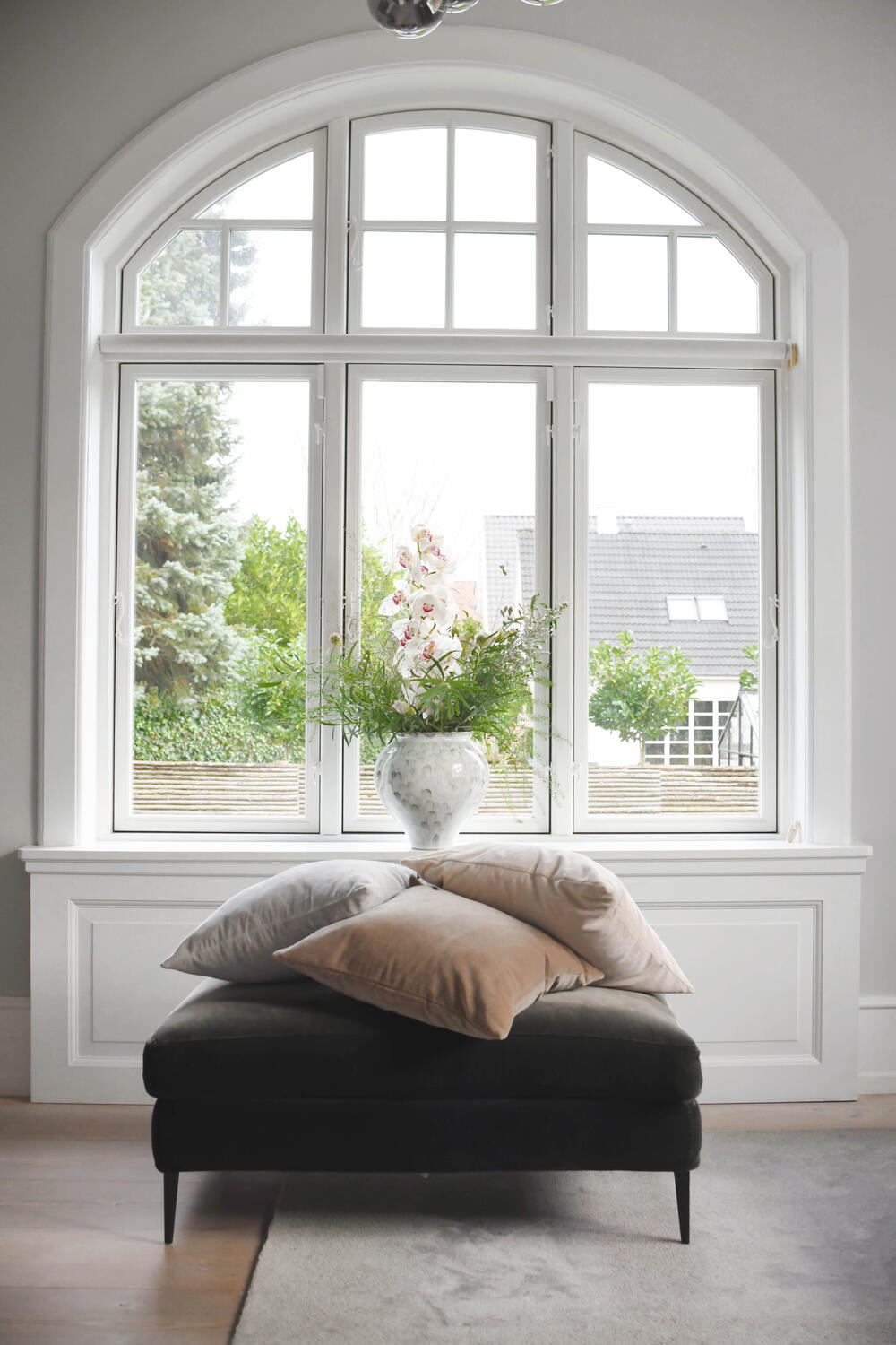 Velour pude, beige - 50x50cm