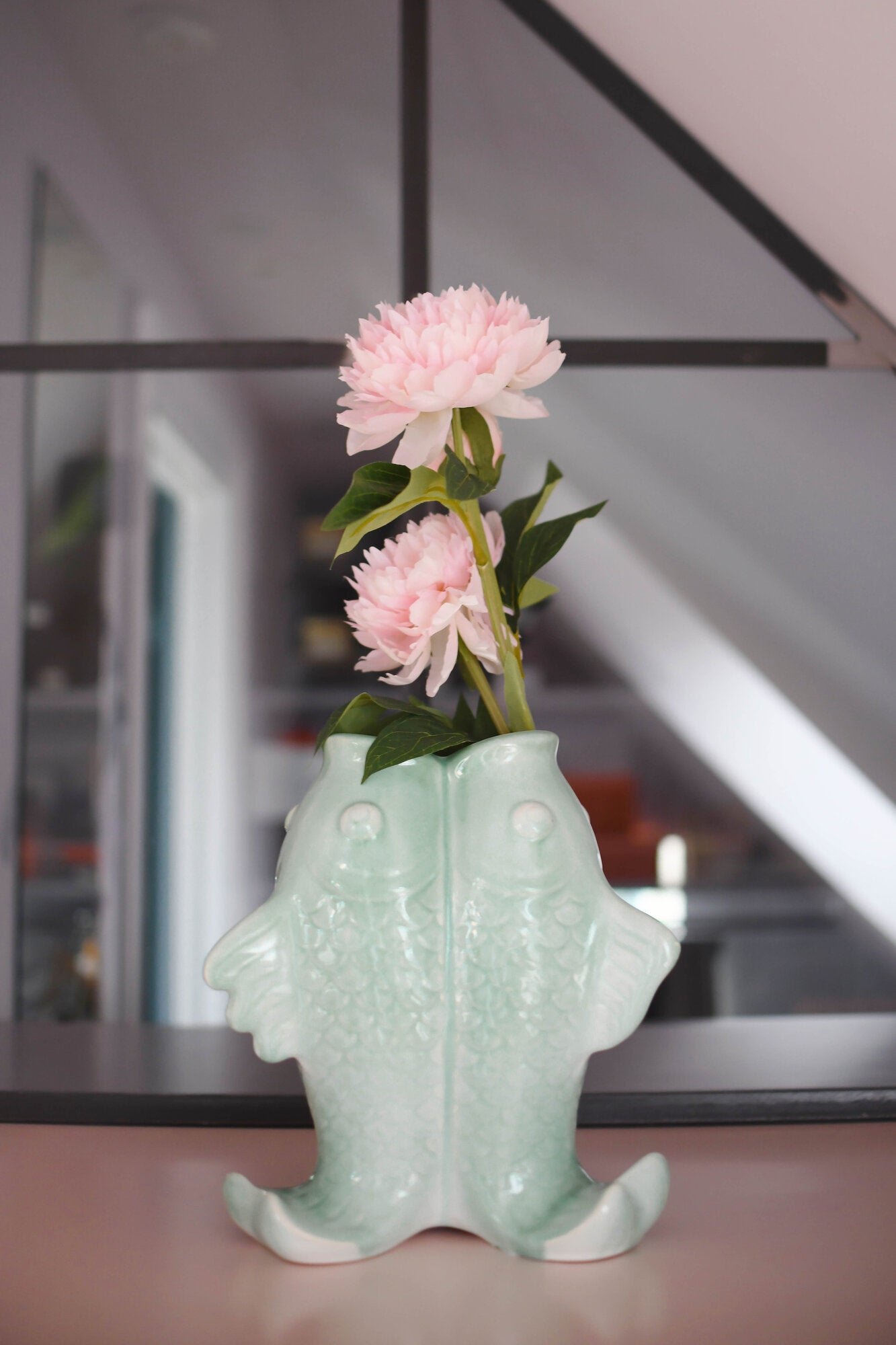 Fiske vase, grøn - H25 cm