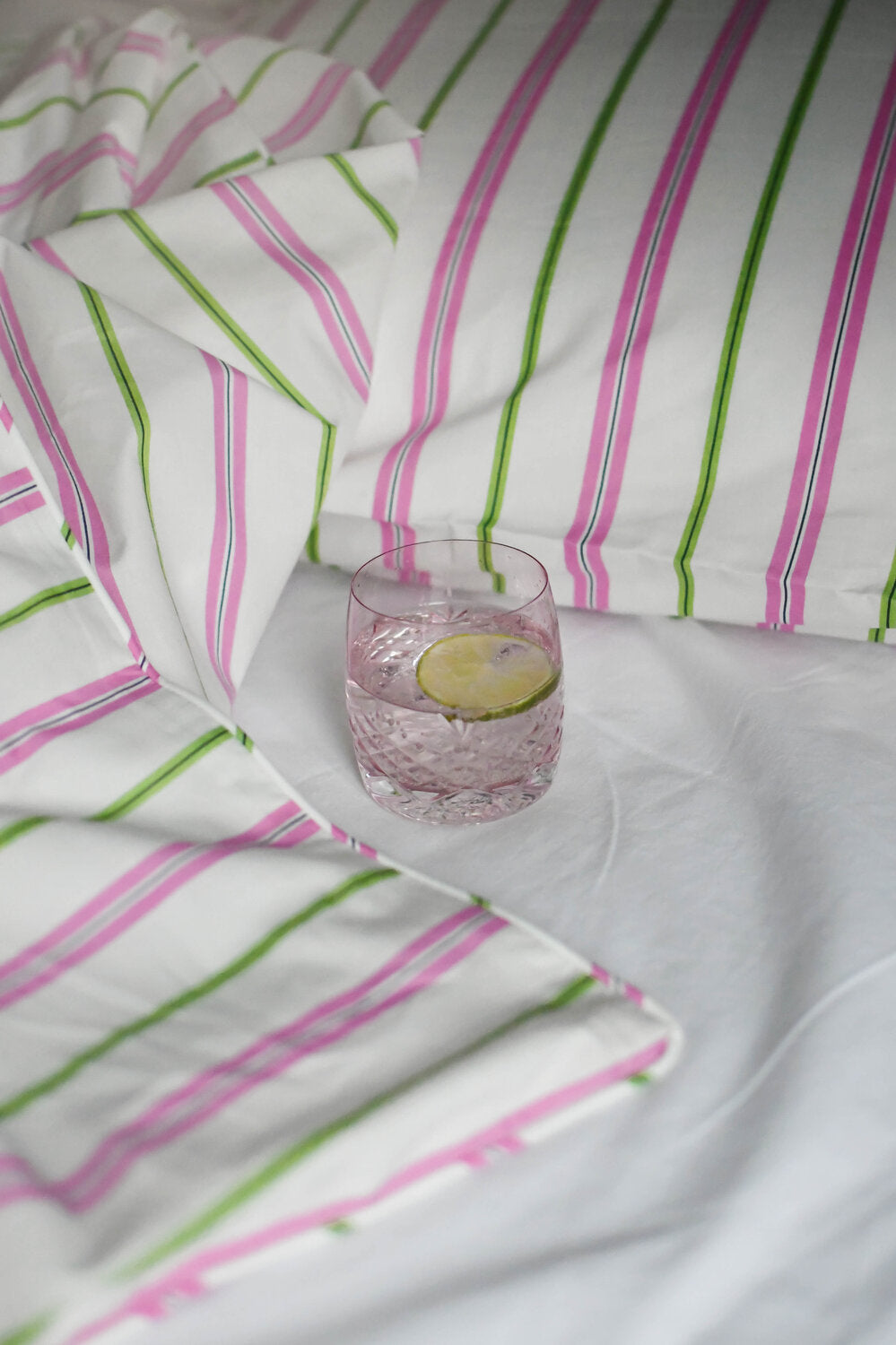 Lollipop Stripe sengesæt - pink/grøn