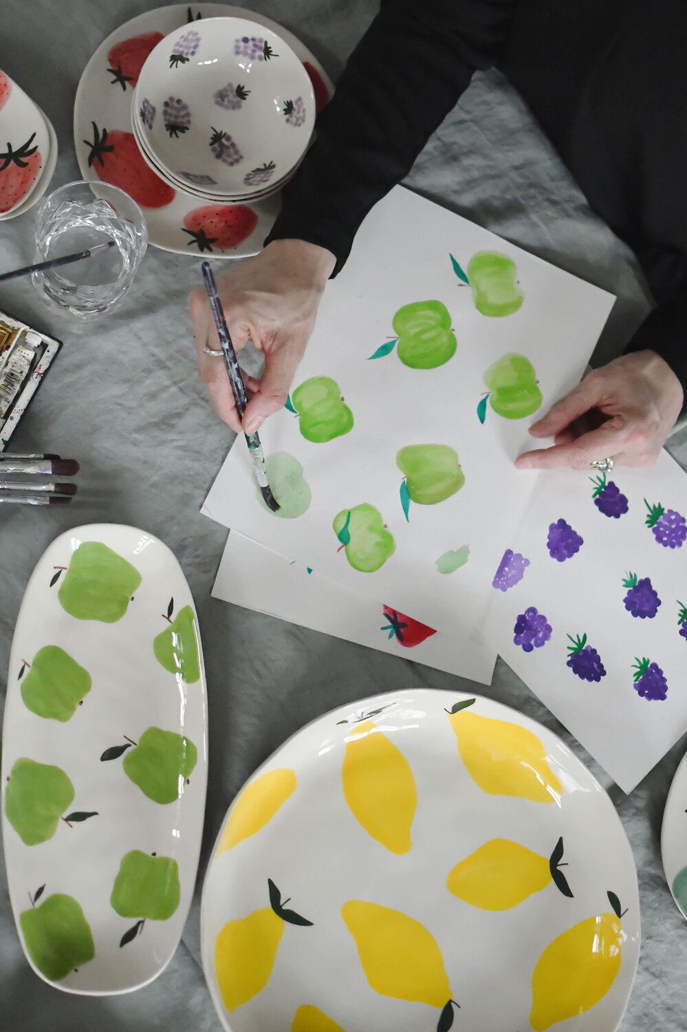 Fruit citron fad, hvid/gul - Ø30 cm.