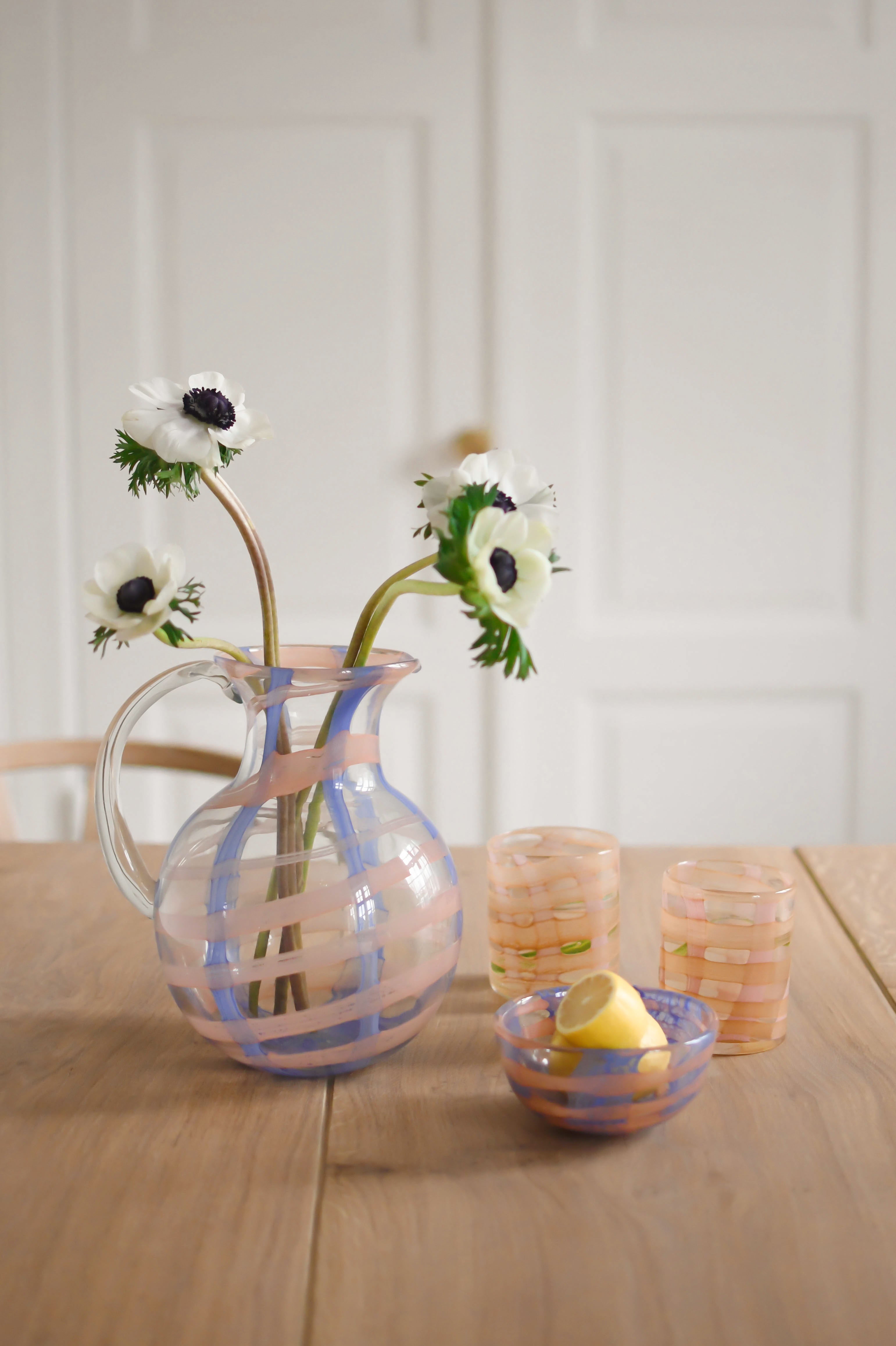 Unik ternet drikkeglas, orange/pink - H11 cm