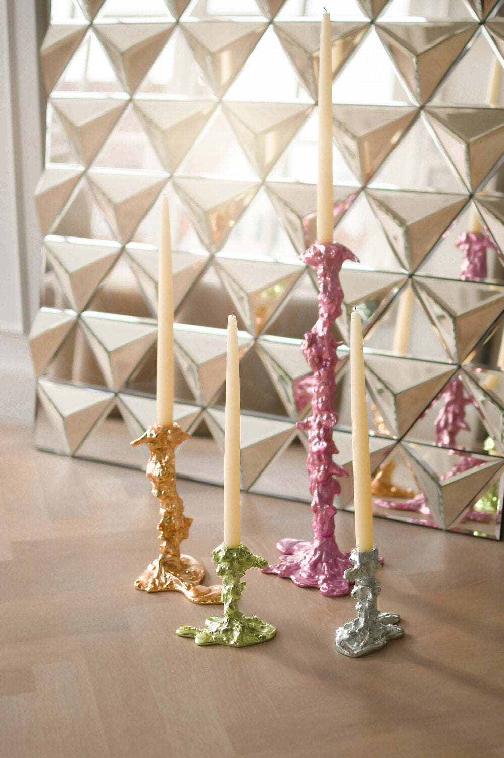 Drip lysestage, L - pink