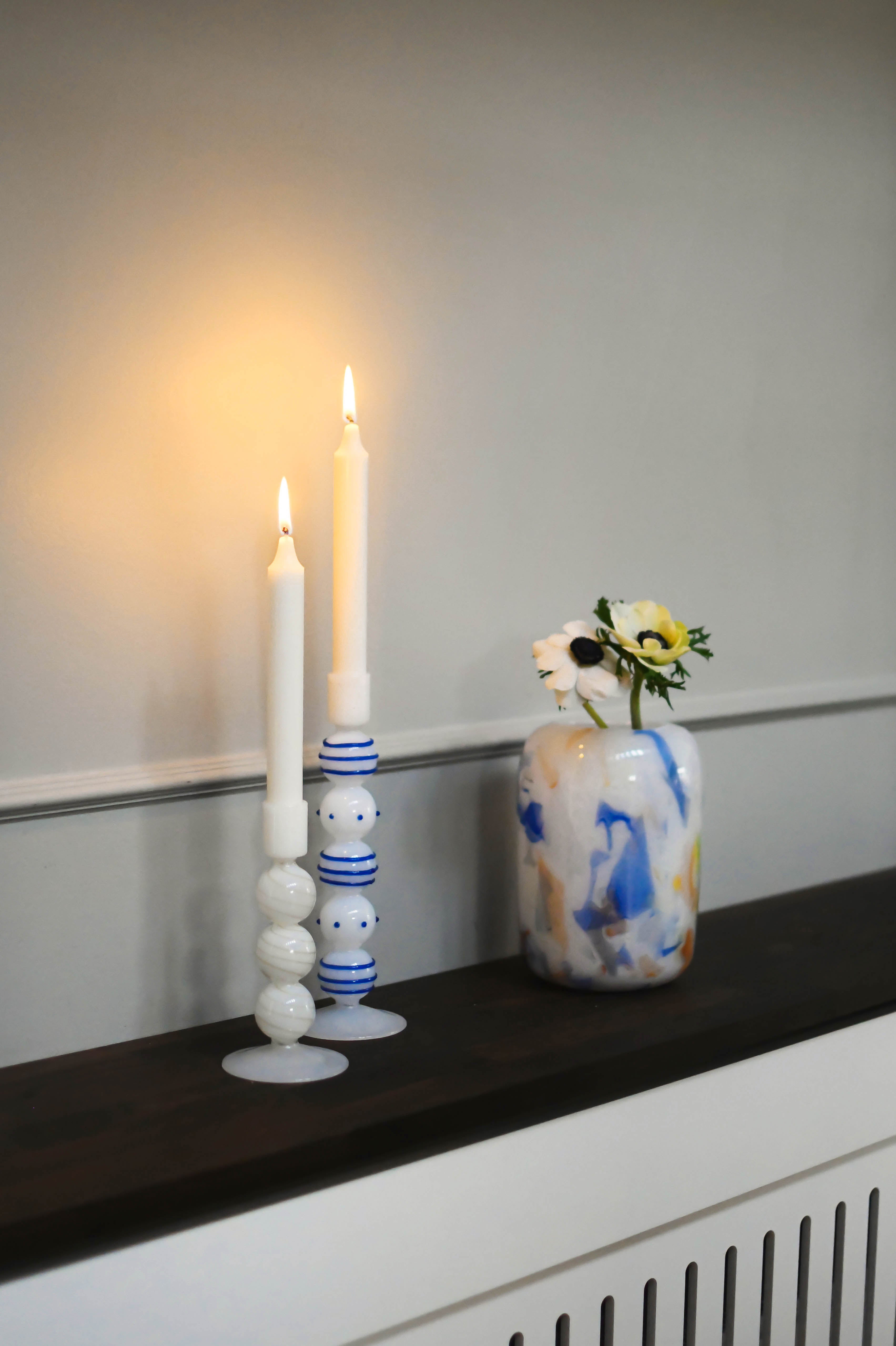 Color splash vase, hvid/mix - H18 cm.