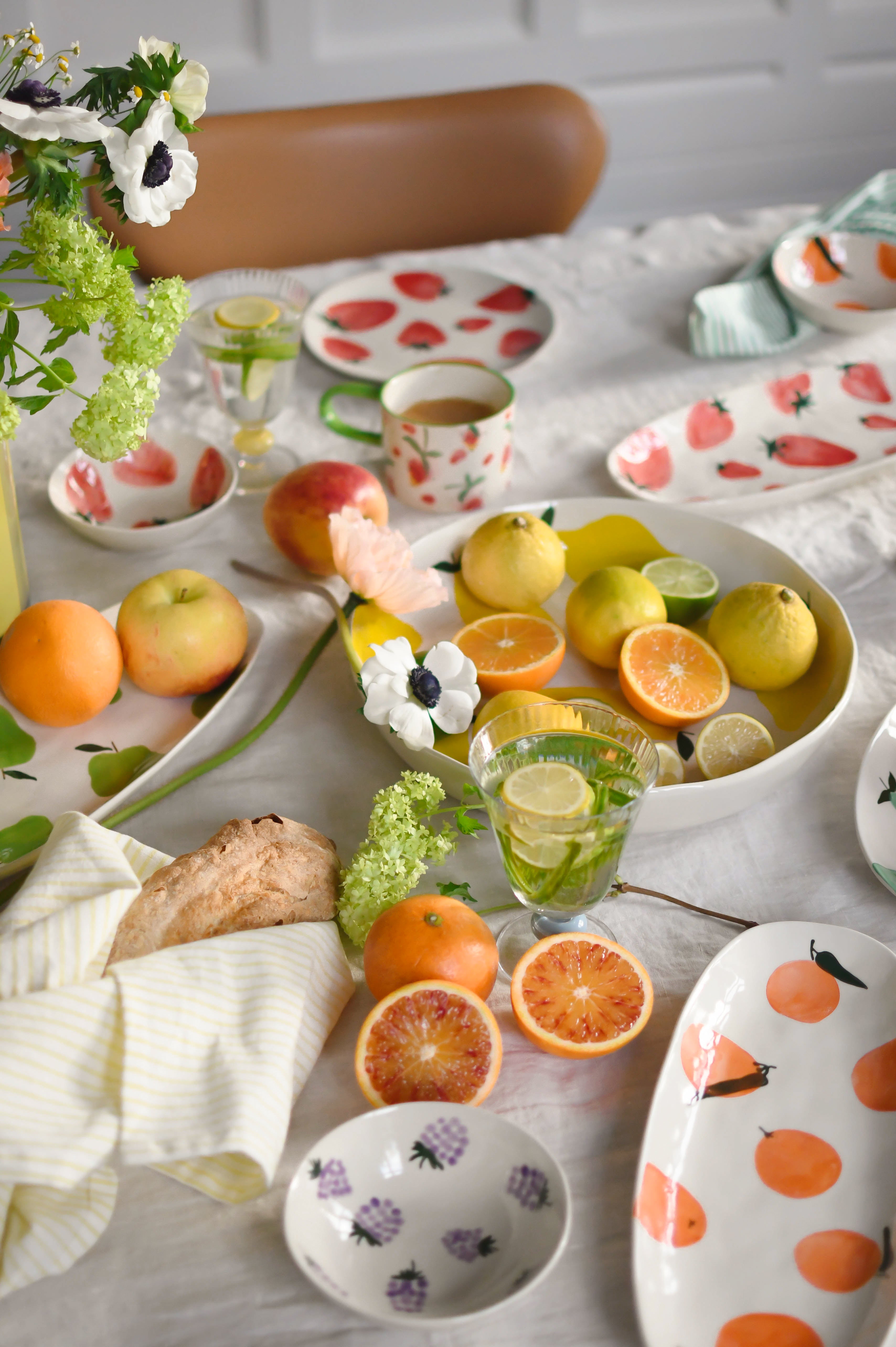 Håndmalet tallerken med appelsin - 13x30 cm