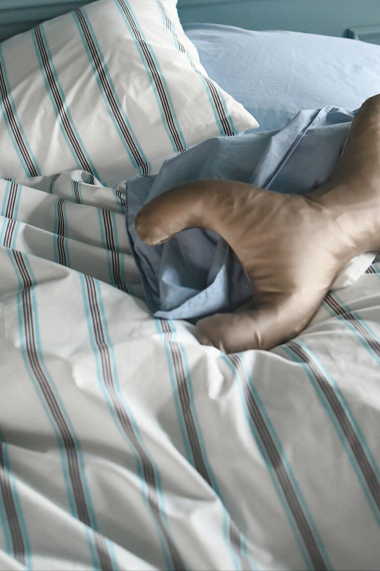 Pin Stripe Double sengesæt - blå/grå