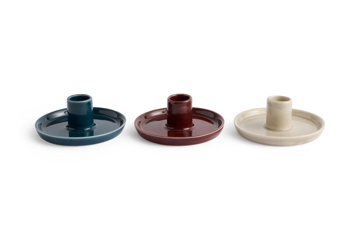 Disc keramik lysestage, Ø10 cm – Chestnut brown