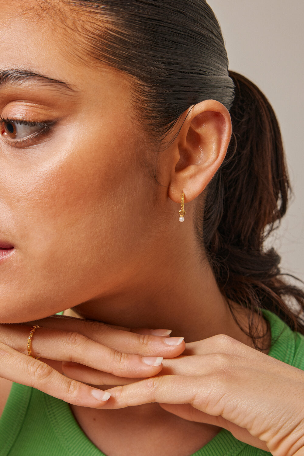 Belle Pearl øreringe - Pearl/forgyldt