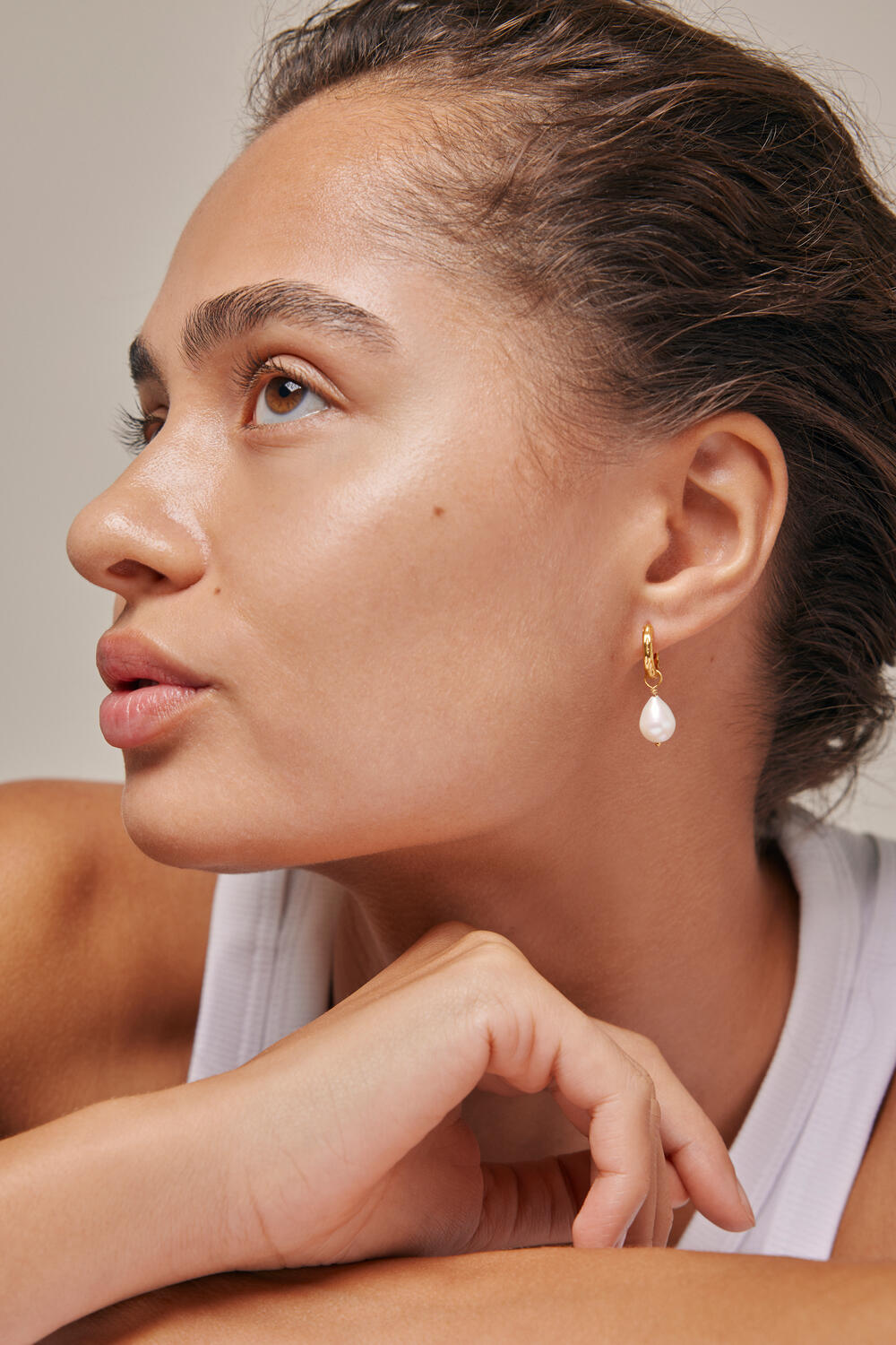 Significant Pearl hoops - forgyldt