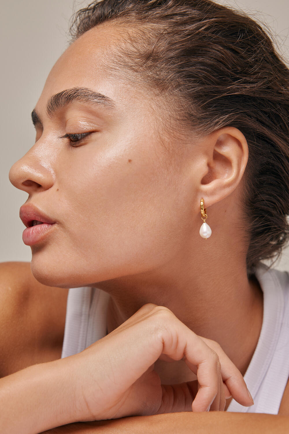 Significant Pearl hoops - forgyldt