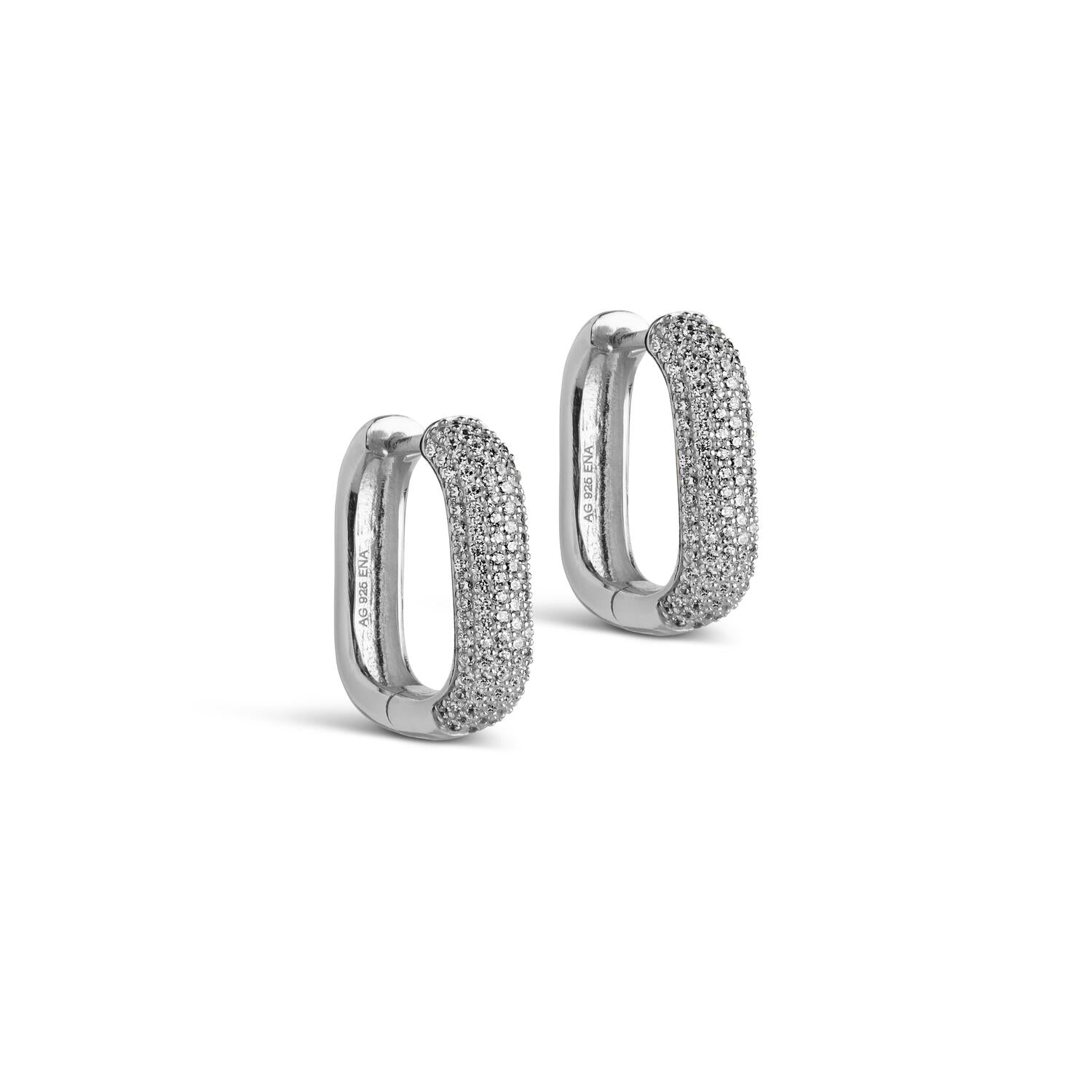 Sparkling Square hoops, 18 mm - sølv