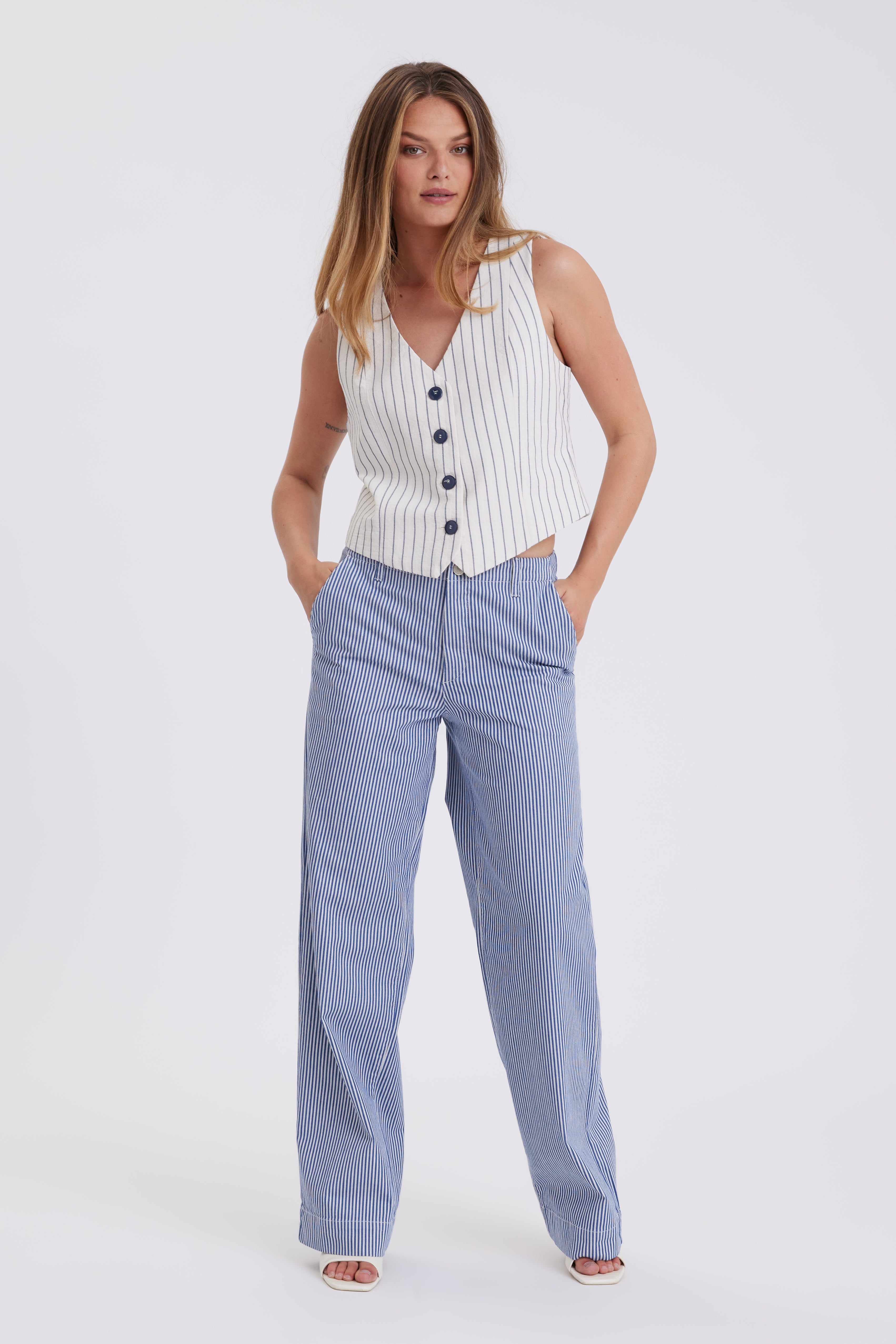 Erica Long jeans - Blue Stripe