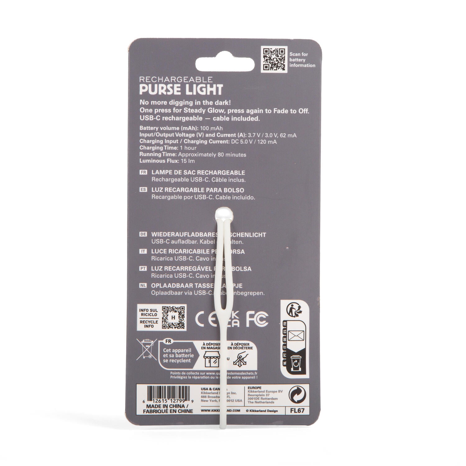 Genopladeligt taskelys