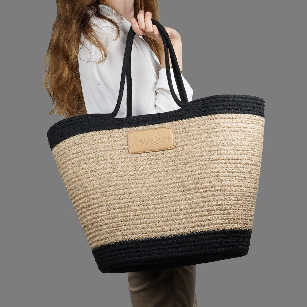 Flamencos strandtaske, stor - Jet Black