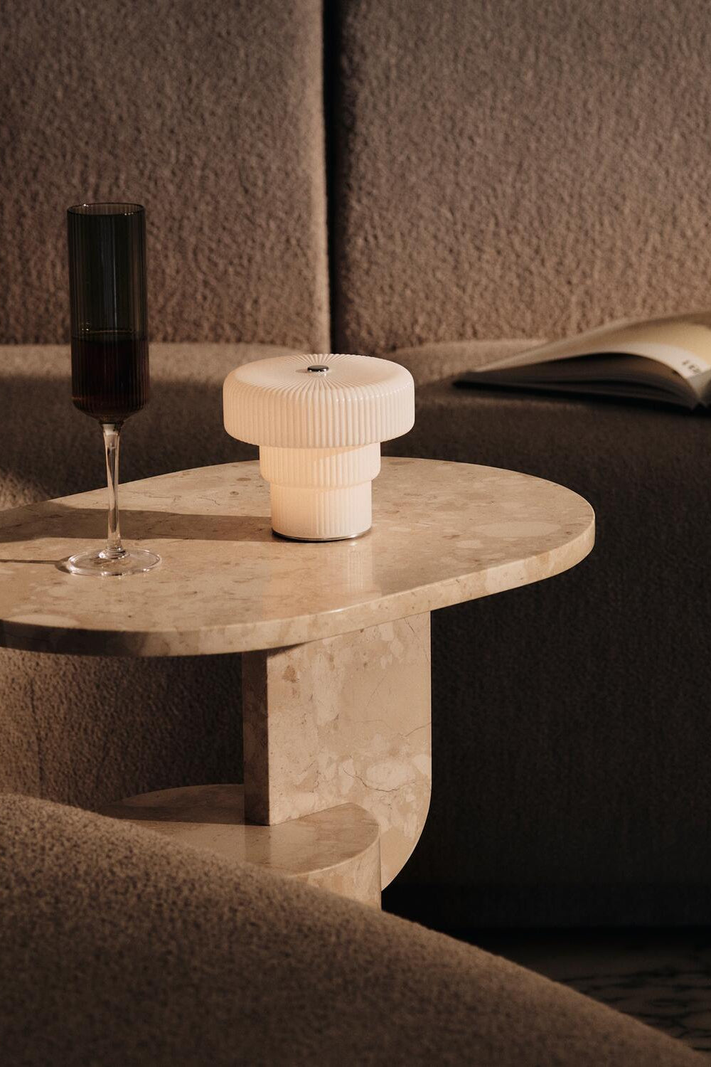 Ripple trådløs lampe, H10 cm- White