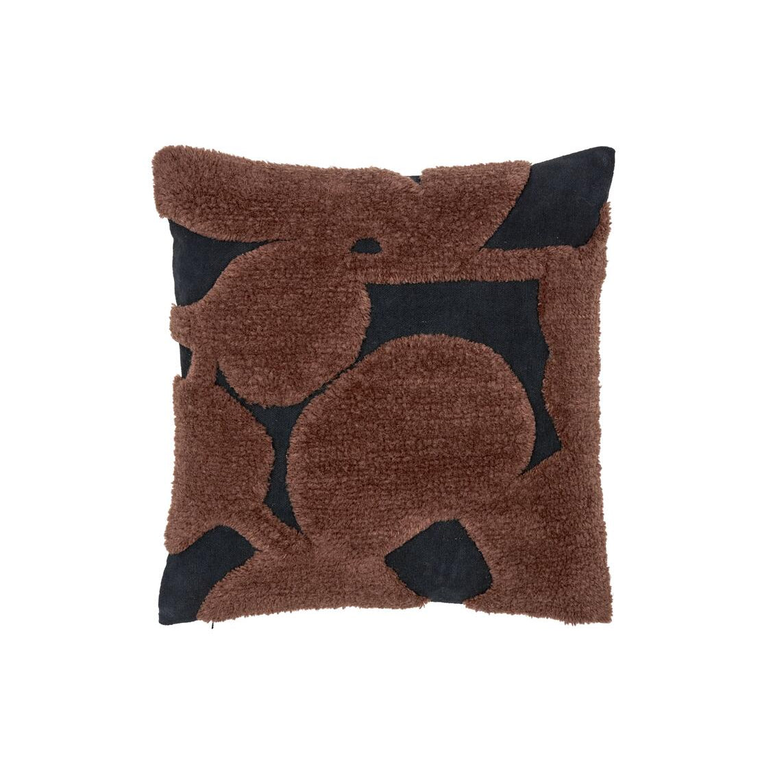 Cilla Tuftede pudebe, 50x50 cm - Black/Dark Chocolate