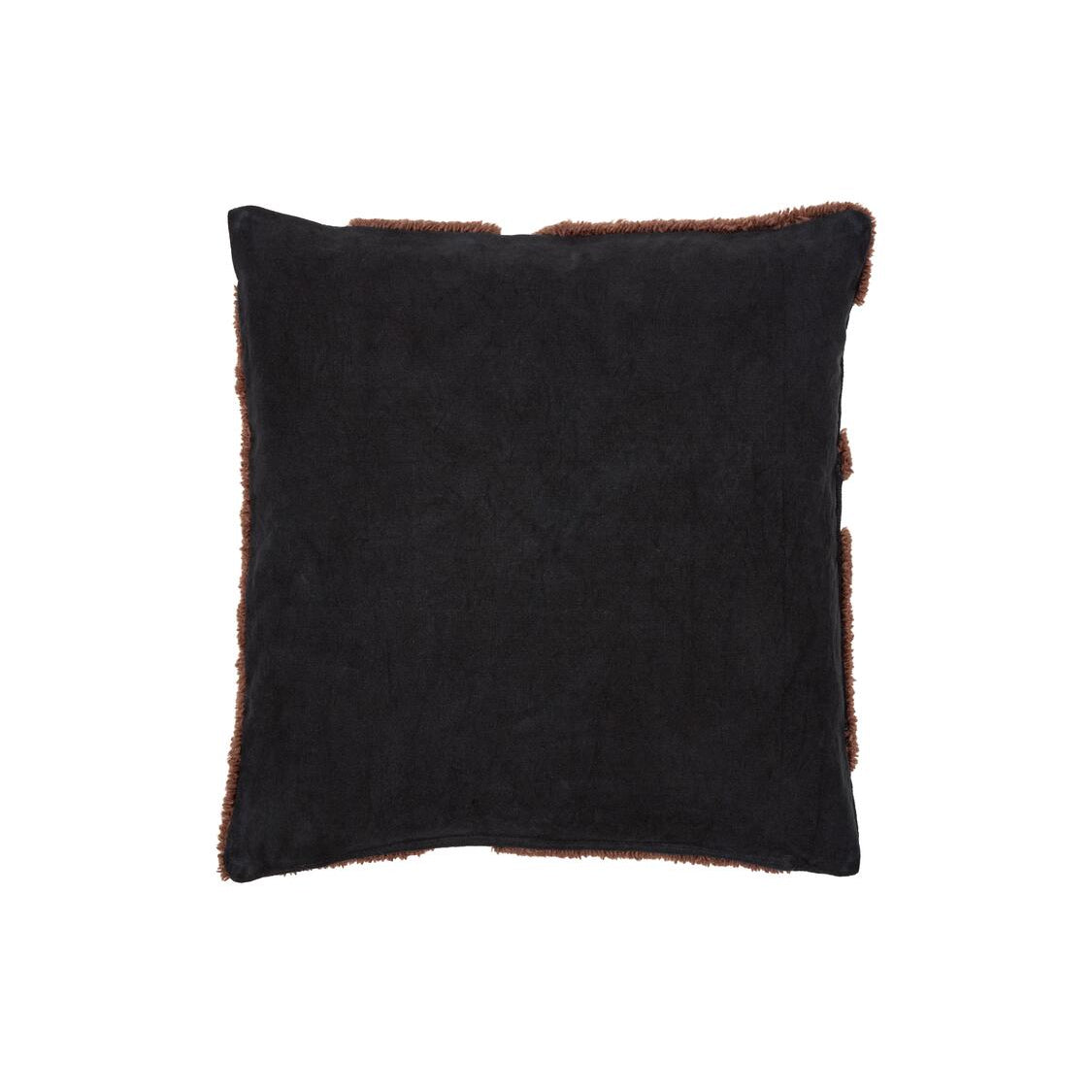Cilla Tuftede pudebe, 50x50 cm - Black/Dark Chocolate