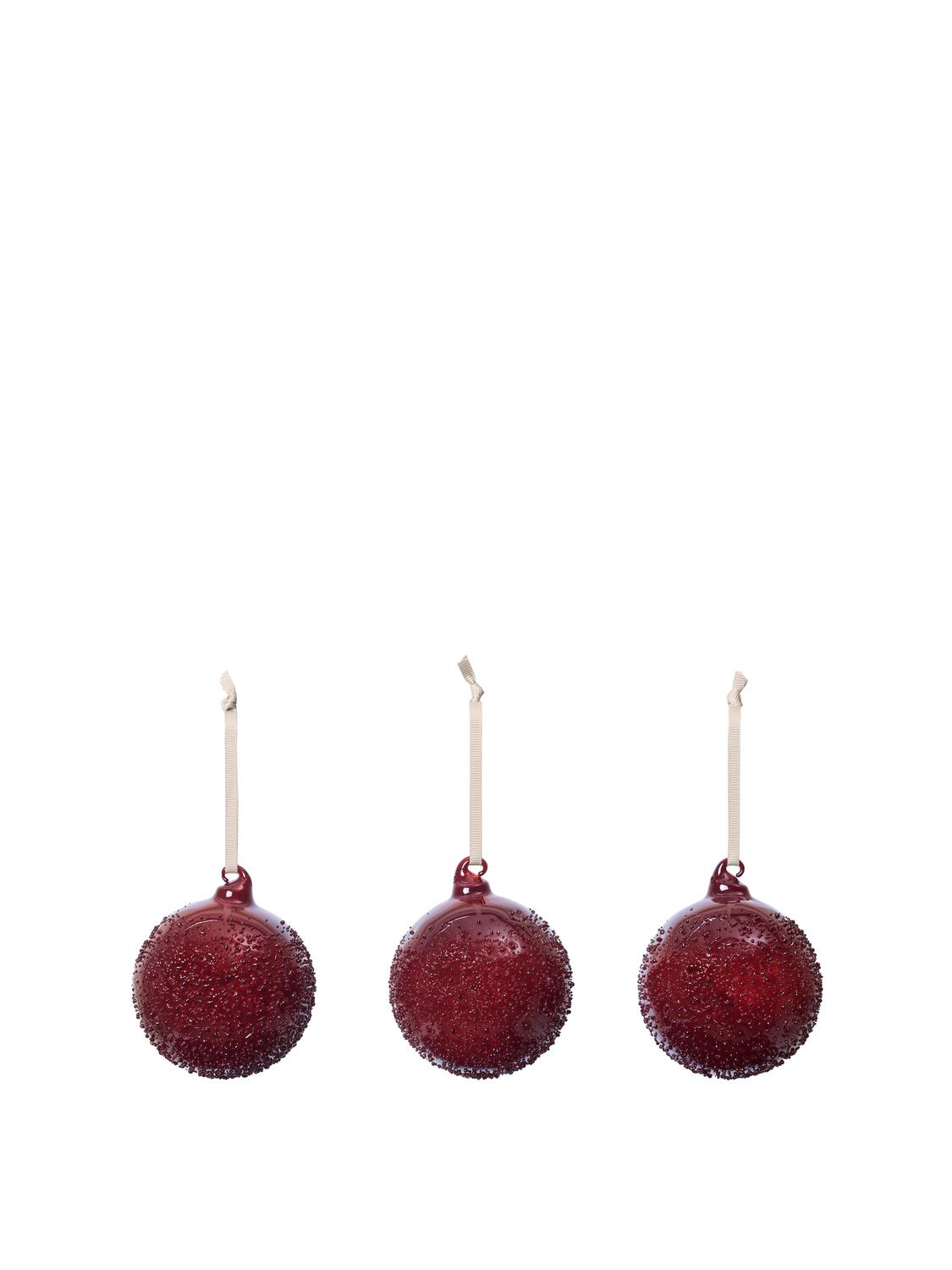 Flurry Glass julekugler, Medium, 3 stk – Picante Red