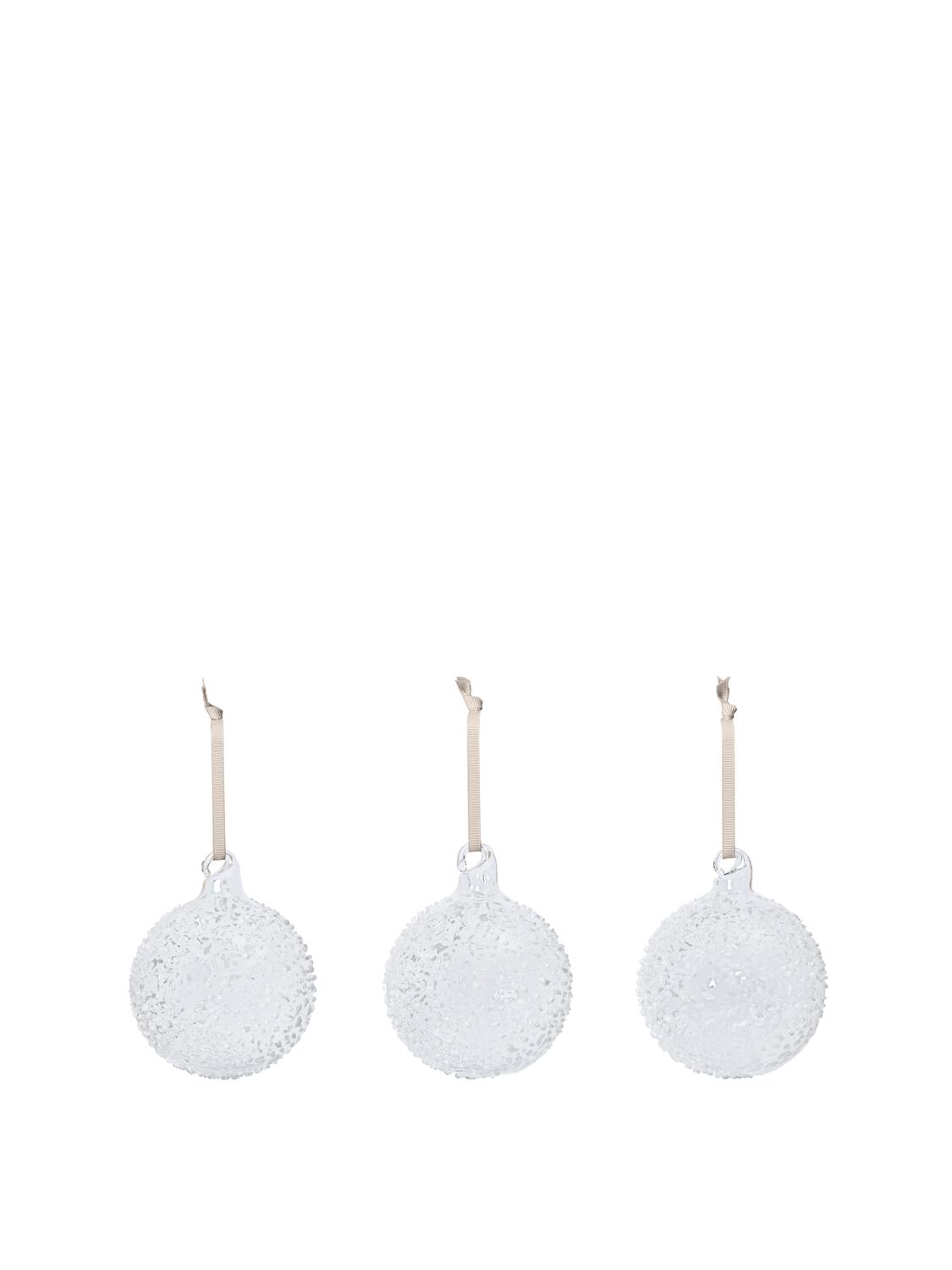 Flurry Glass julekugler, Medium, 3 stk – White