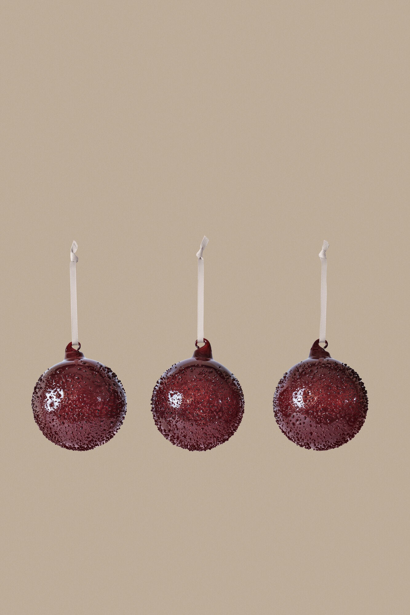 Flurry Glass julekugler, Medium, 3 stk – Picante Red