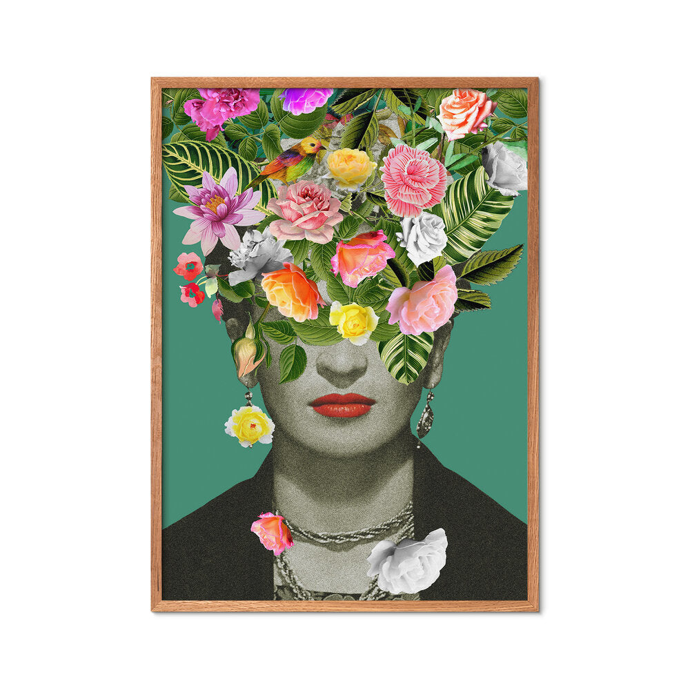 Floral Frida plakat, A3 - Grøn