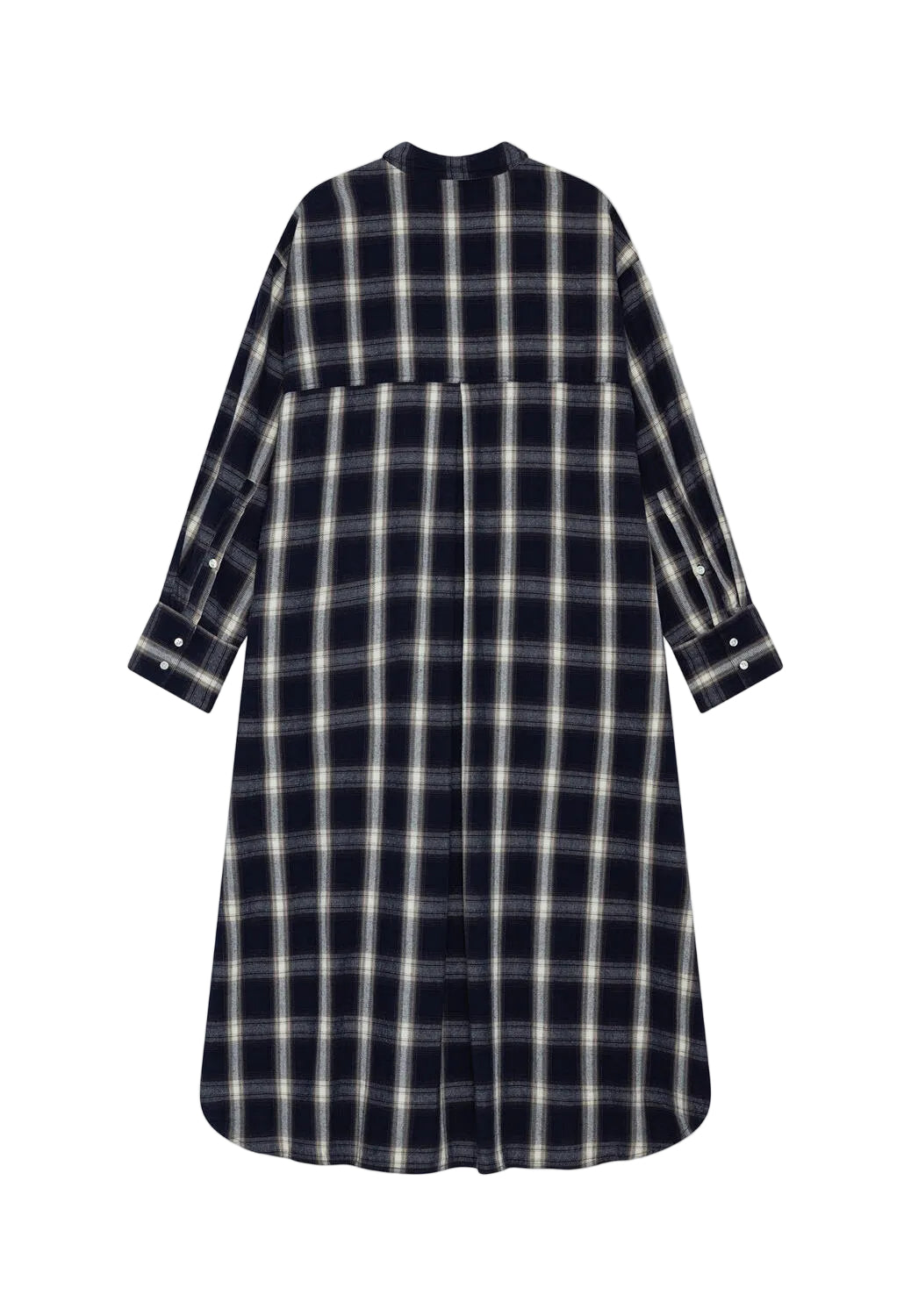 Floret Check skjortekjole - dark navy/grey/ecru