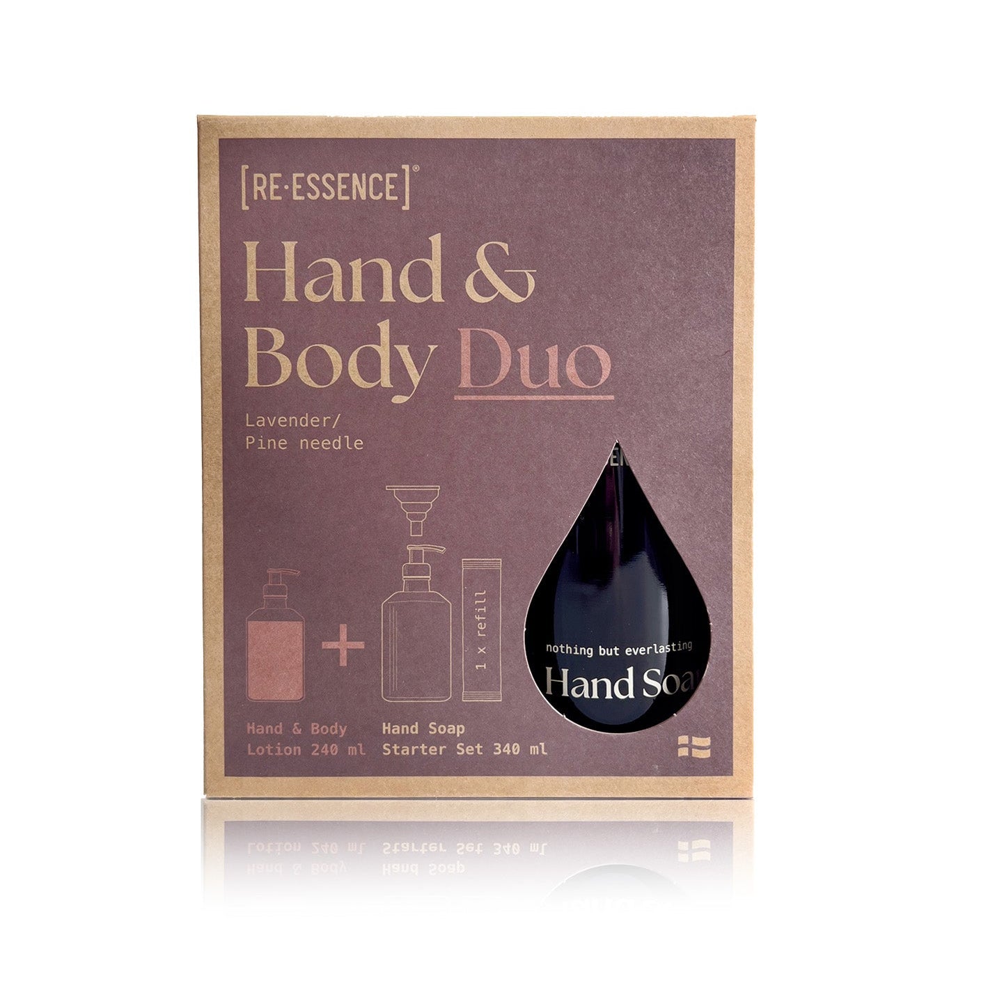Hand & Body Duo m. genanvendelig glasdispencer - Lavender/Pine needle