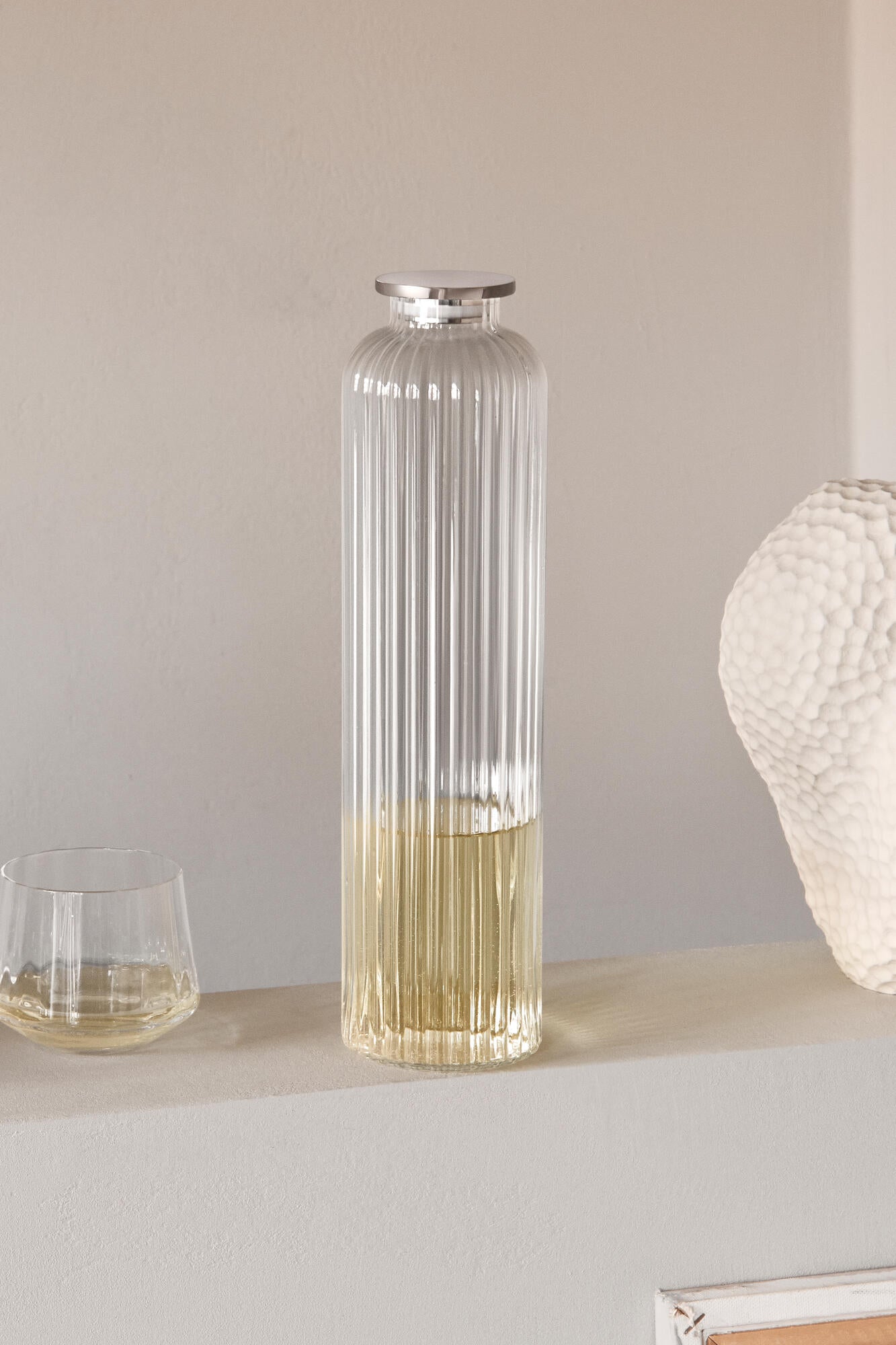 Bernadotte vandkaraffel, rustfri stål/glas - 1 L.
