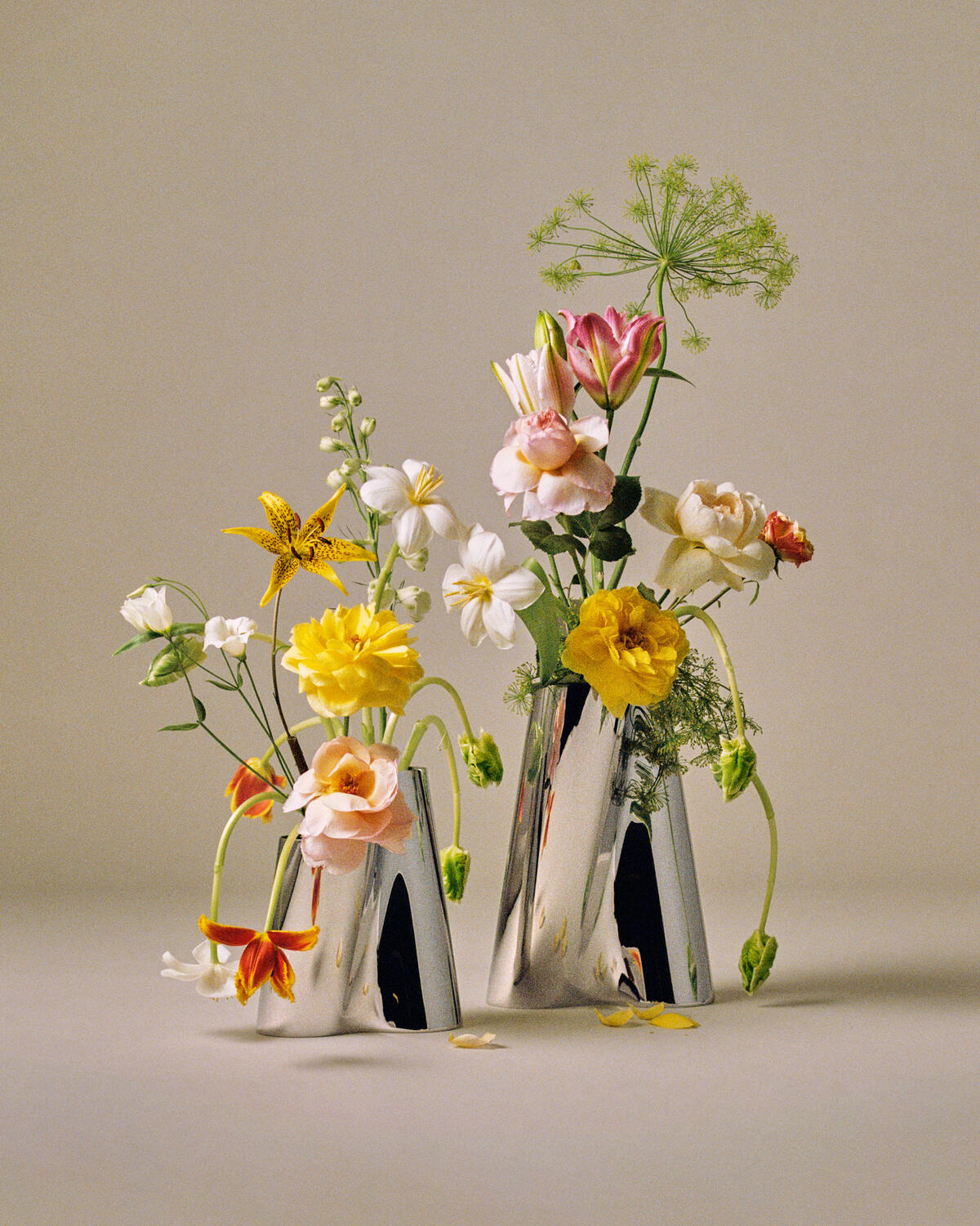 Lituus vase, Rustfrit stål - H34 cm.