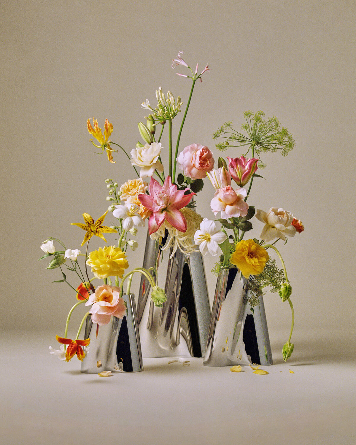 Lituus vase, Rustfrit stål - H20,4 cm.